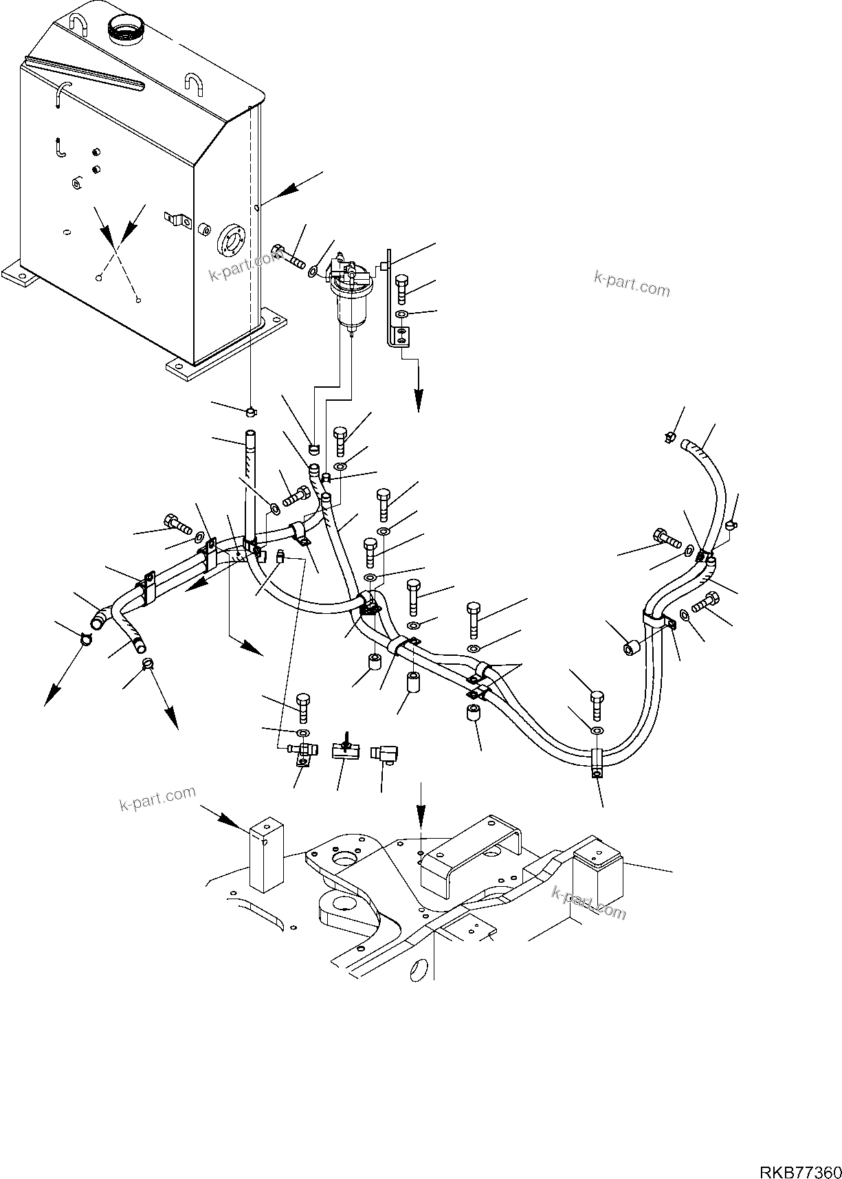 Komatsu parts book diagram for PC50MR-2 S/N F00103 AND UP: FUEL PIPING