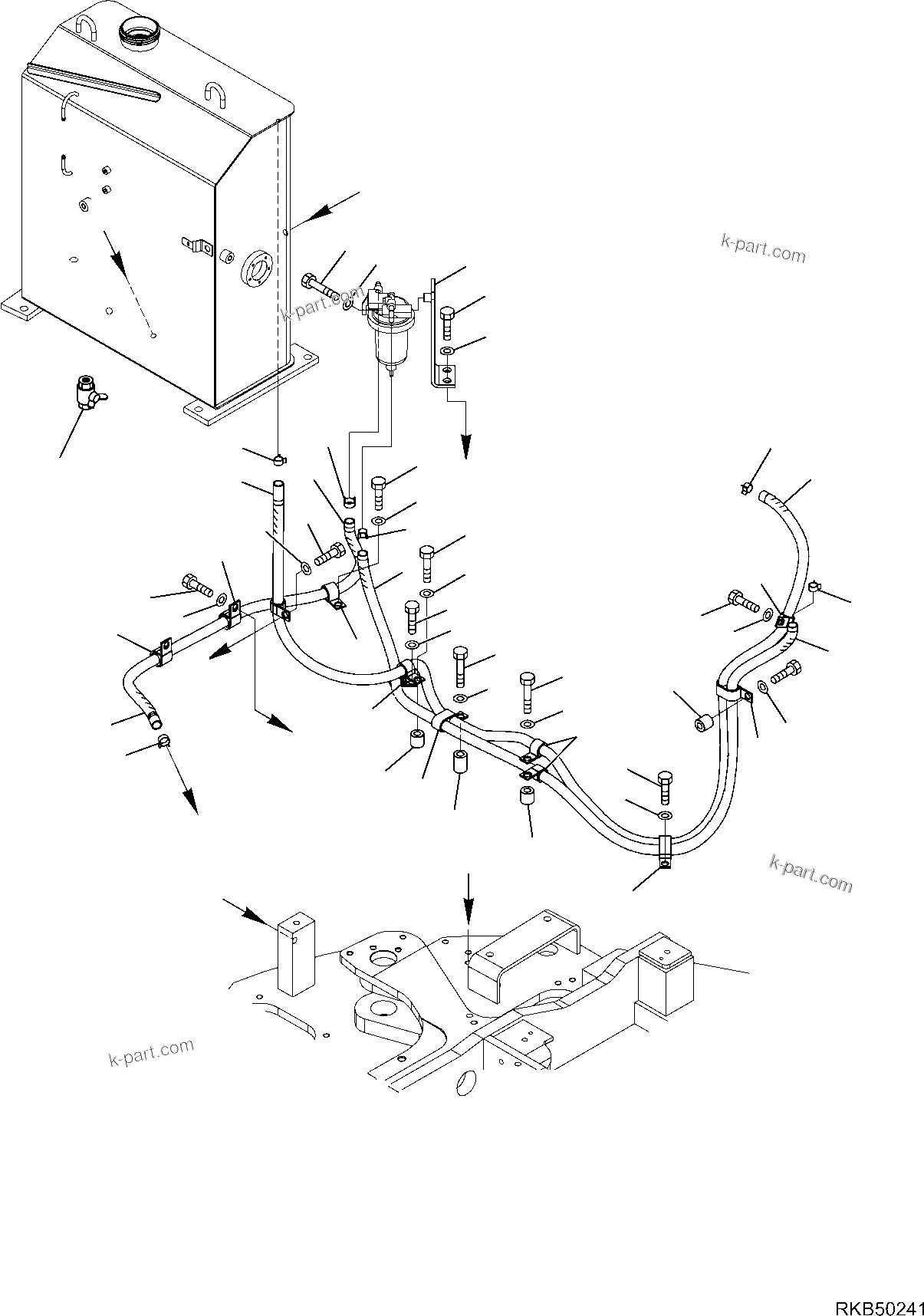 Komatsu parts book diagram for PC50MR-2 S/N F00103 AND UP: FUEL PIPING