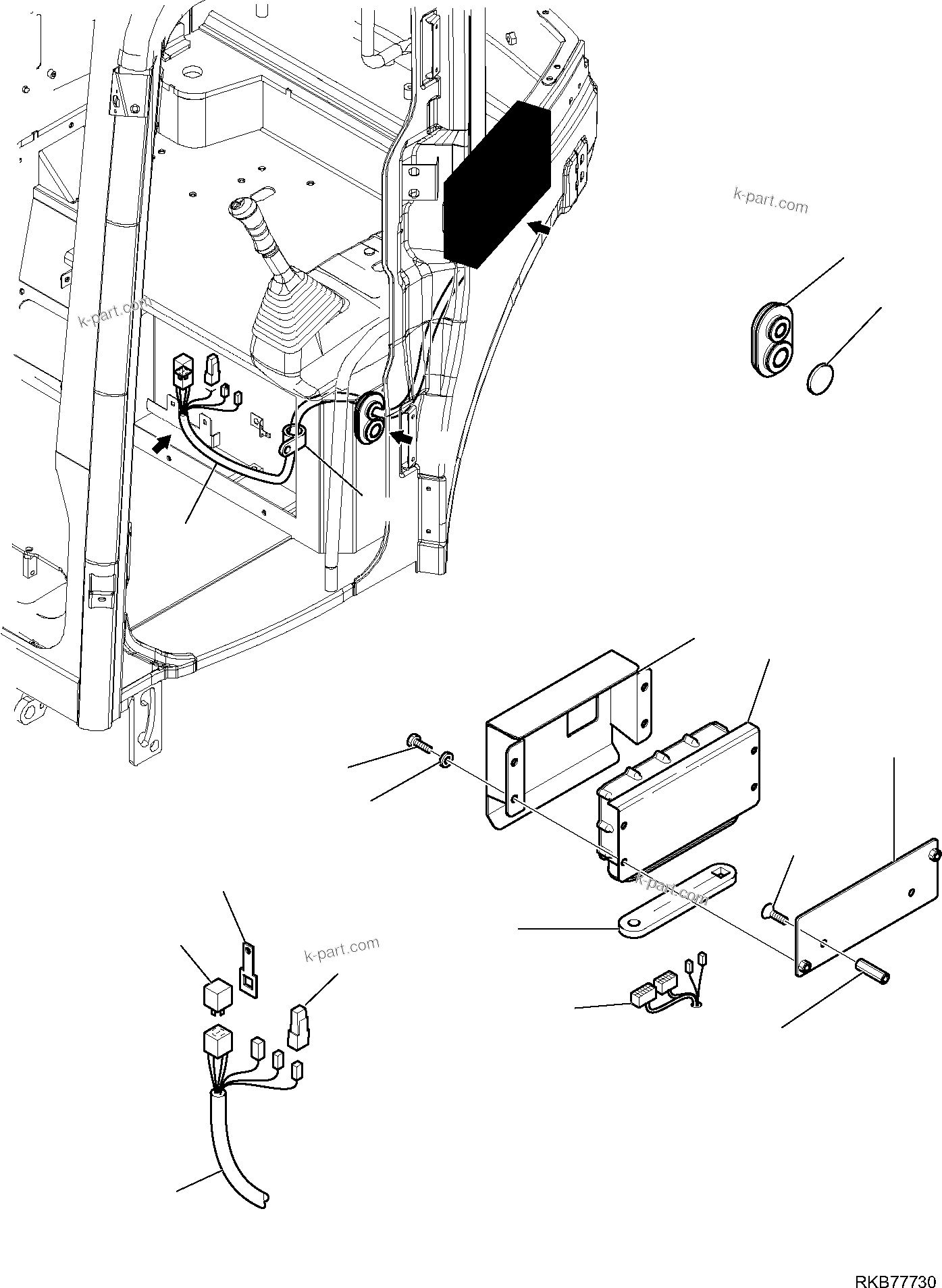 Komatsu parts book diagram for PC50MR-2 S/N F00103 AND UP: ELECTRICAL SYSTEM (KOMTRAX LINE) (CAB) (1/2)