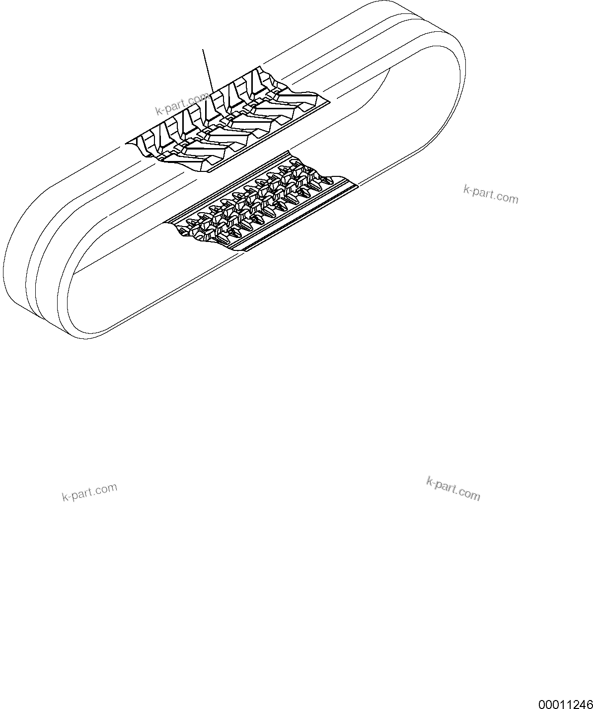 Komatsu parts book diagram for PC50MR-2 S/N F00103 AND UP: RUBBER SHOE