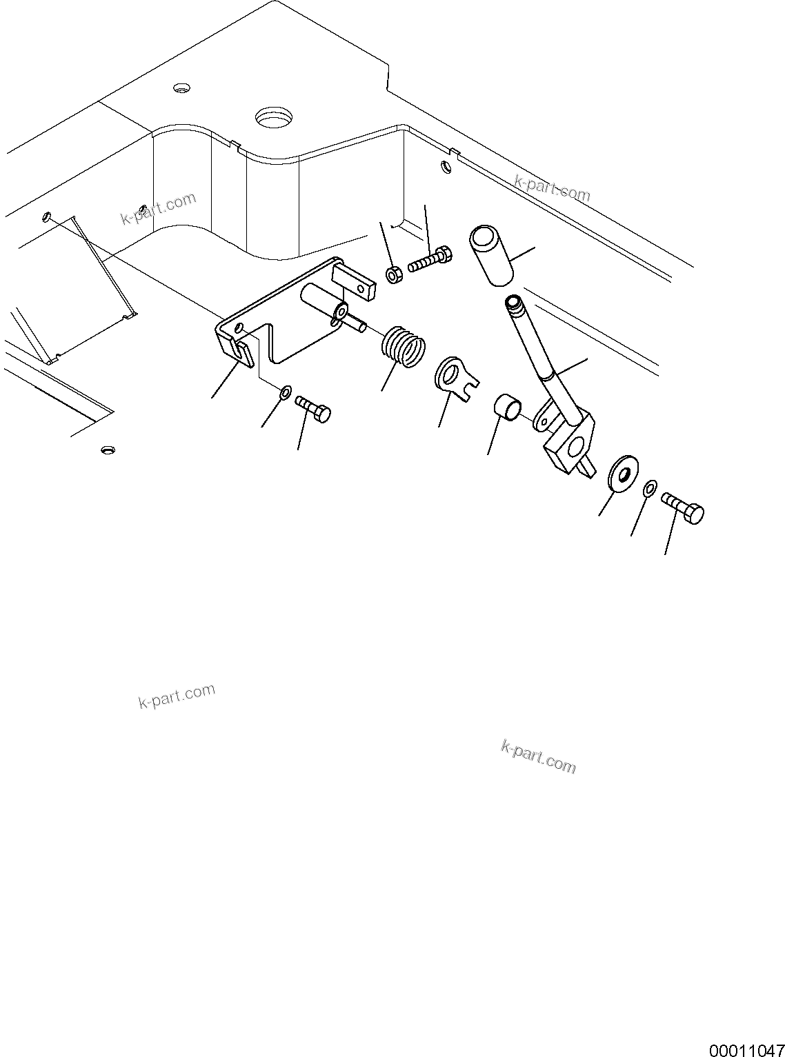 Komatsu parts book diagram for PC50MR-2 S/N F00103 AND UP: FUEL CONTROL LEVER (CANOPY) (1/2)