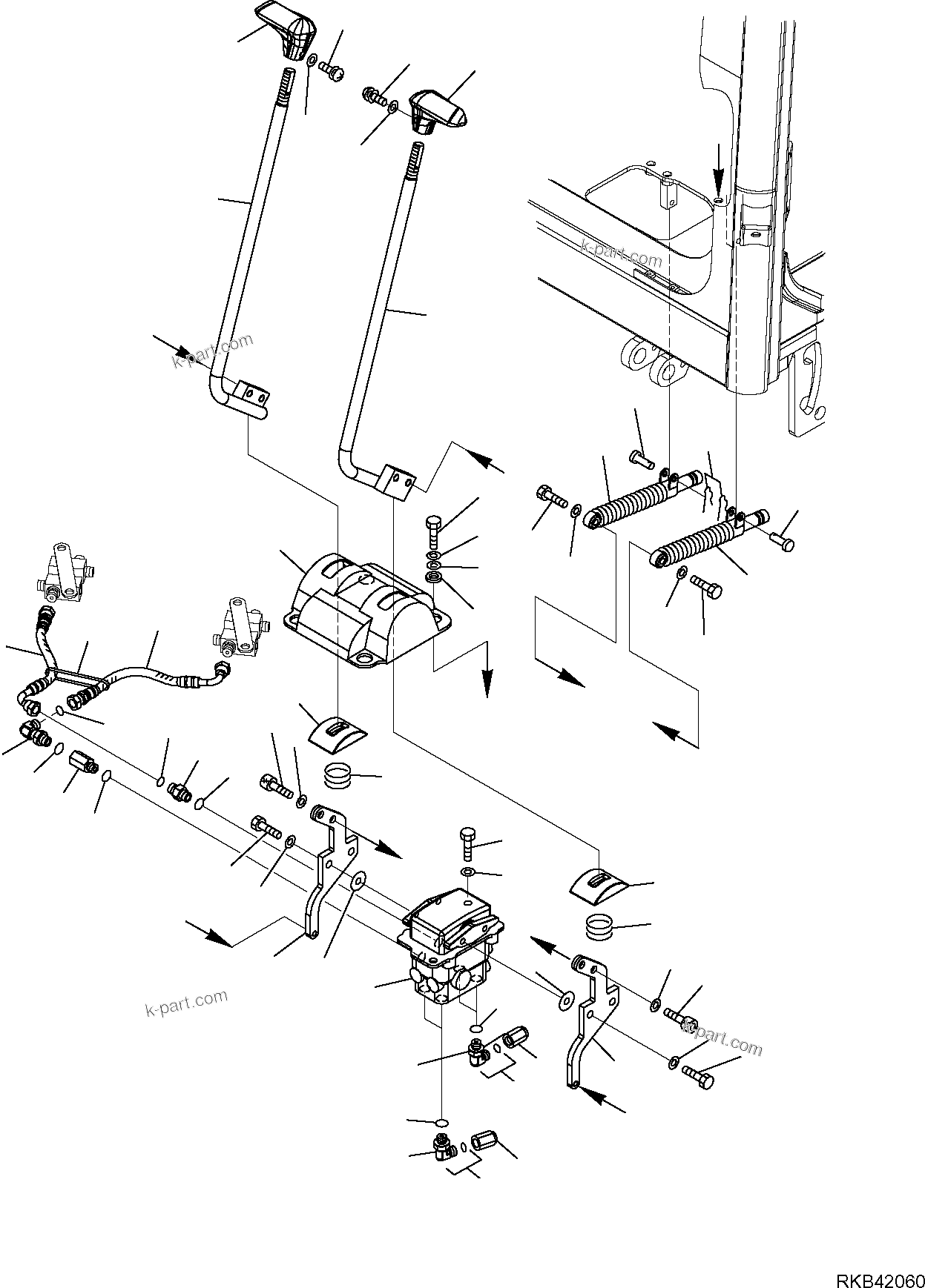 Komatsu parts book diagram for PC50MR-2 S/N F00103 AND UP: TRAVEL CONTROL LEVER (CAB)