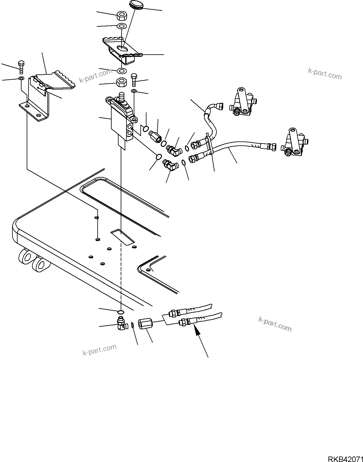 Komatsu parts book diagram for PC50MR-2 S/N F00103 AND UP: BOOM SWING CONTROL PEDAL (CAB)