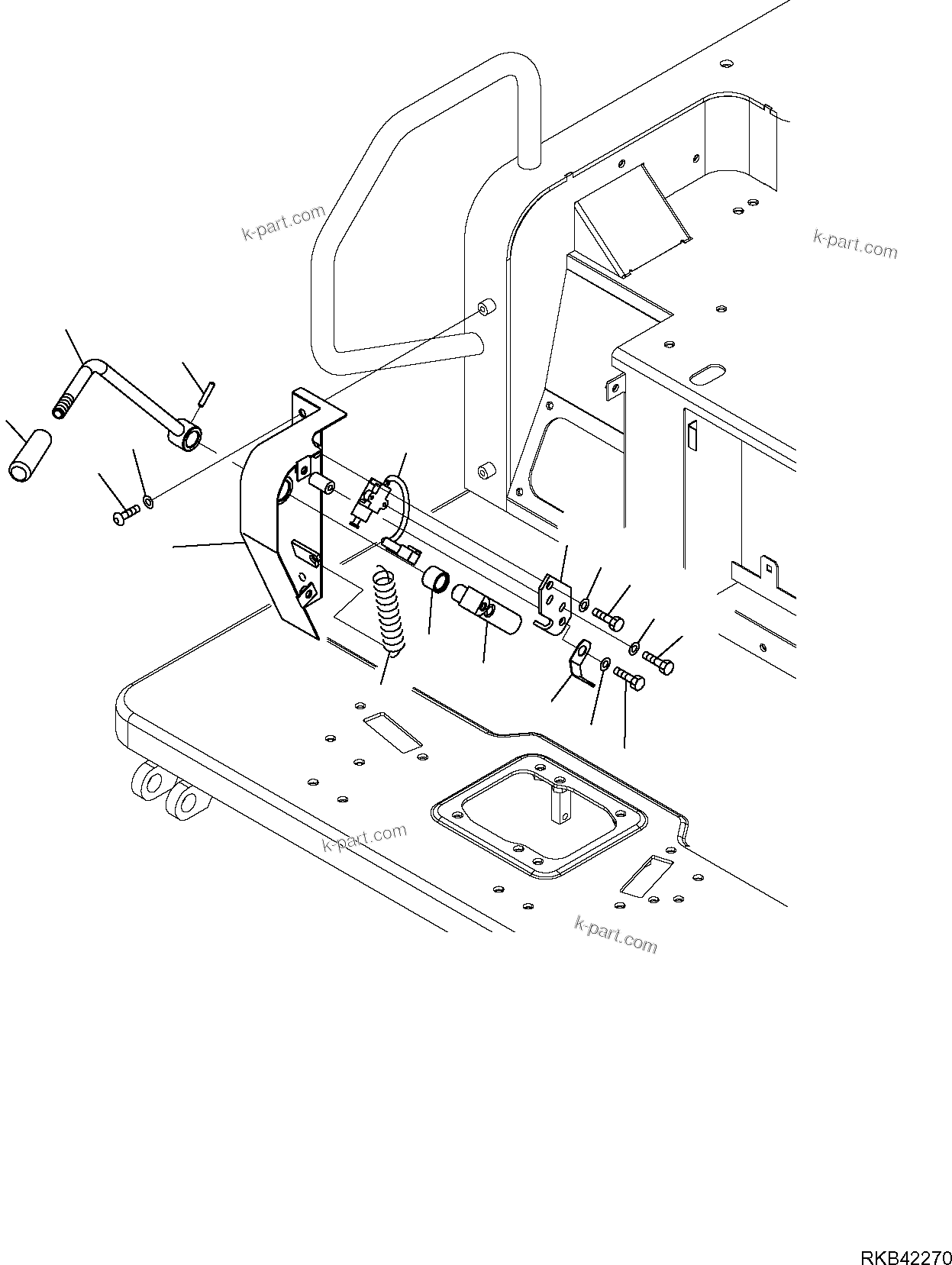 Komatsu parts book diagram for PC50MR-2 S/N F00103 AND UP: SERVOCONTROL LOCK SYSTEM (CANOPY)