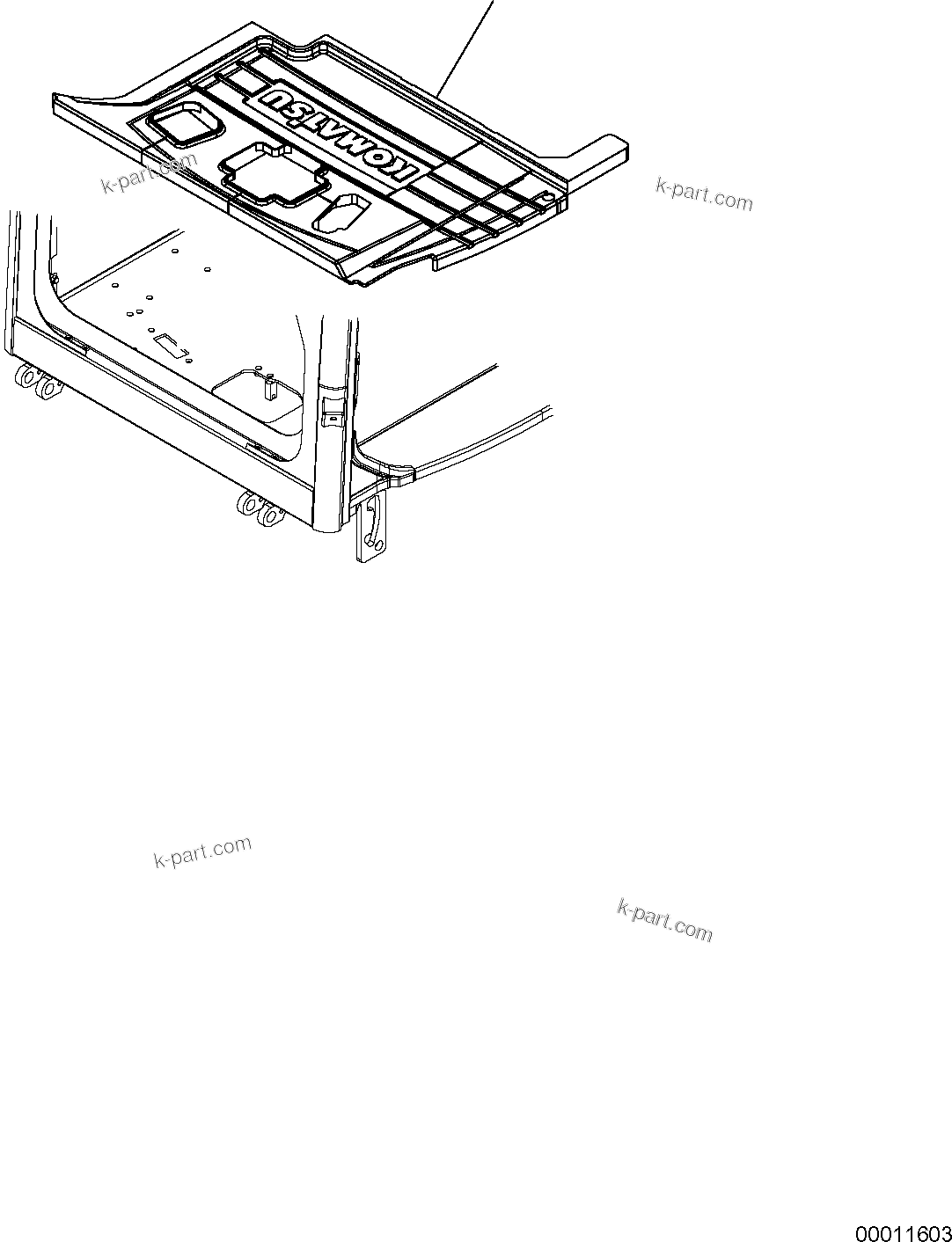 Komatsu parts book diagram for PC50MR-2 S/N F00103 AND UP: FLOOR MAT (CAB)
