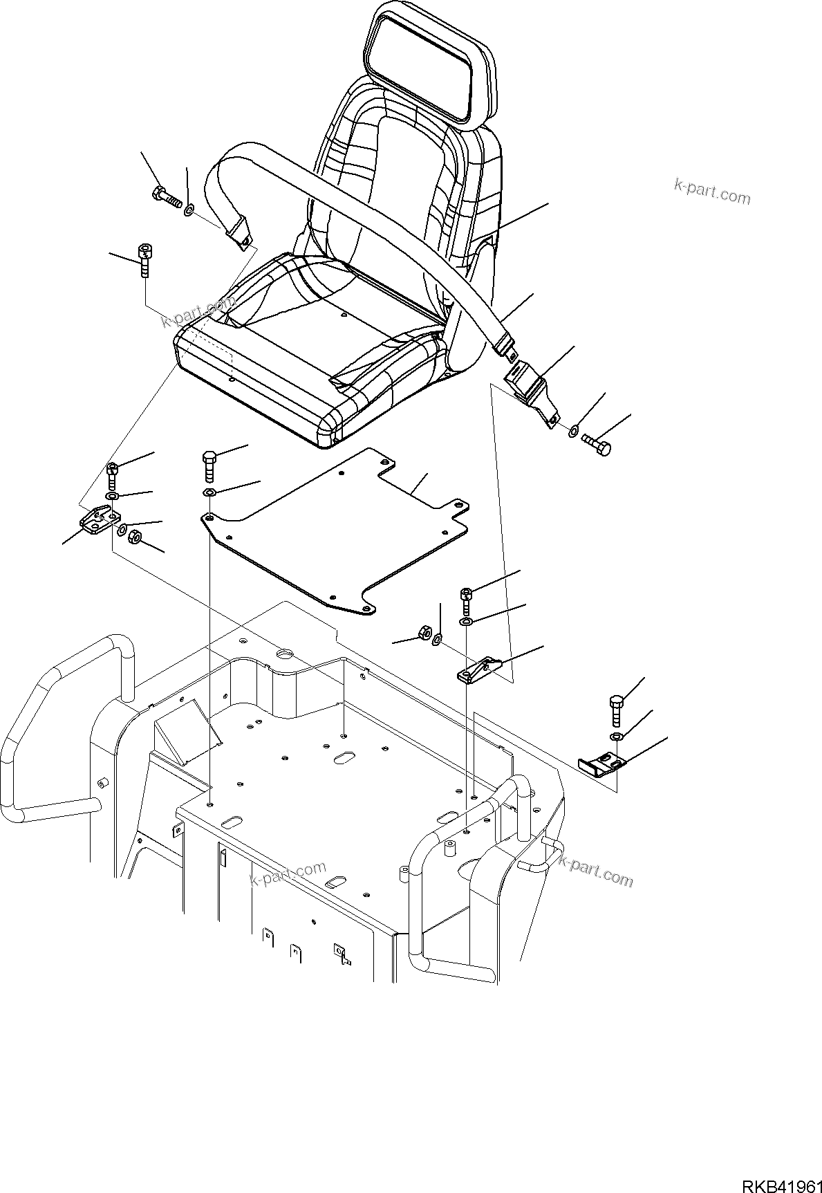 Komatsu parts book diagram for PC50MR-2 S/N F00103 AND UP: OPERATOR'S SEAT (CAB) (KILOUTOU SPEC.)