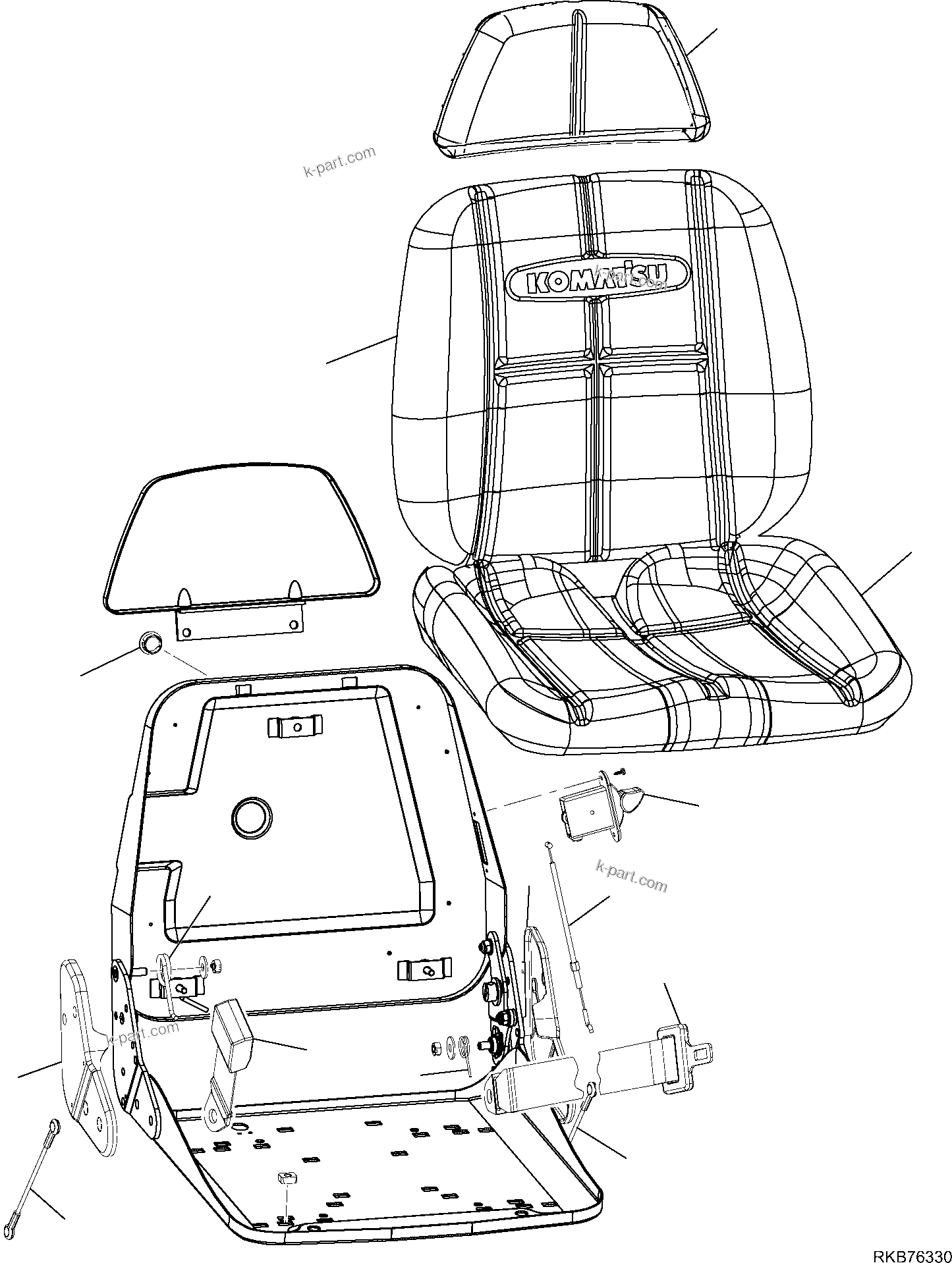 Komatsu parts book diagram for PC50MR-2 S/N F00103 AND UP: OPERATOR'S SEAT (DELUXE) (CANOPY) (2/3)