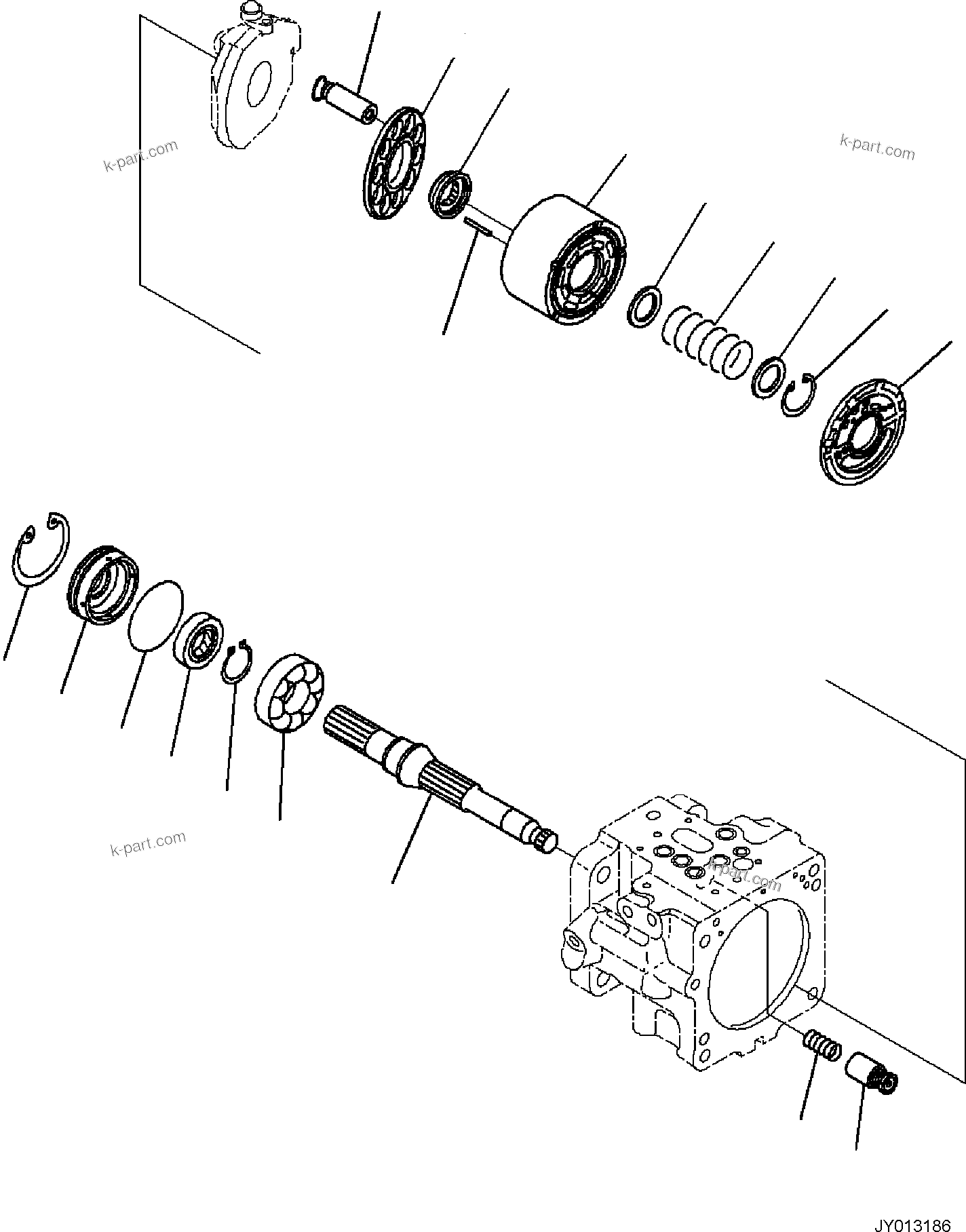 Komatsu parts book diagram for PC50MR-2 S/N F00103 AND UP: HYDRAULIC PUMP (FOR AIR CONDITIONING) (2/6)
