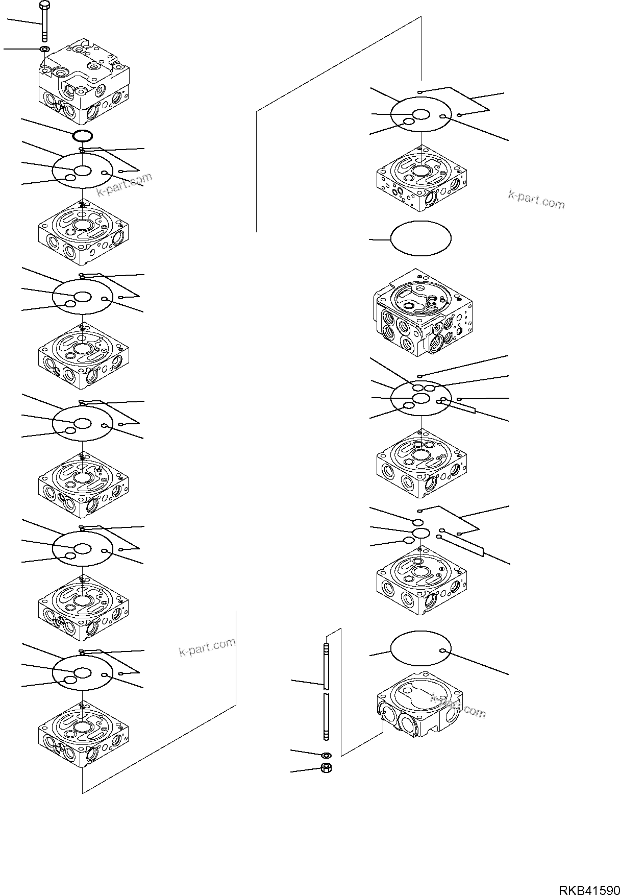 Komatsu parts book diagram for PC50MR-2 S/N F00103 AND UP: CONTROL VALVE (2/22)