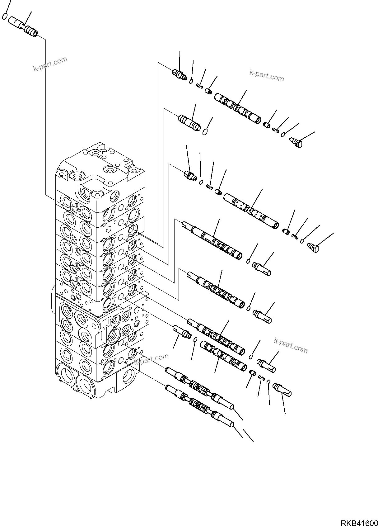 Komatsu parts book diagram for PC50MR-2 S/N F00103 AND UP: CONTROL VALVE (3/22)
