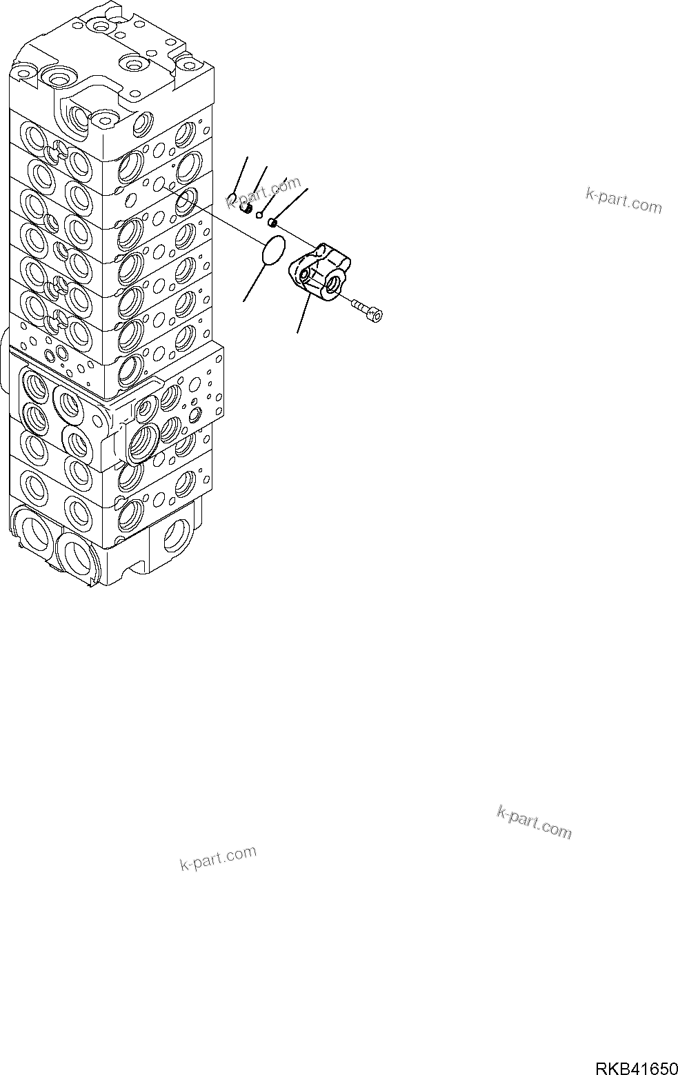 Komatsu parts book diagram for PC50MR-2 S/N F00103 AND UP: CONTROL VALVE (8/22)