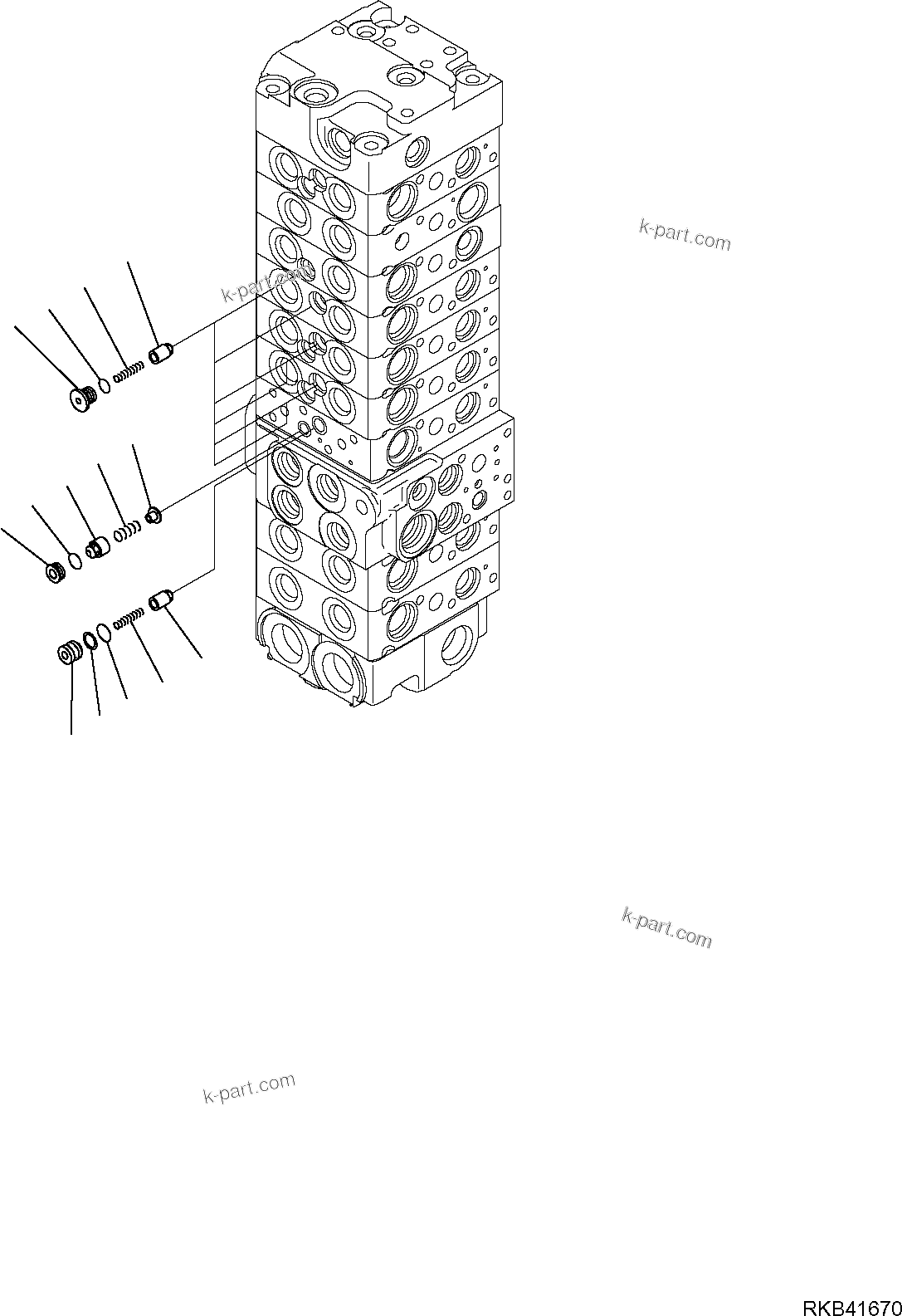 Komatsu parts book diagram for PC50MR-2 S/N F00103 AND UP: CONTROL VALVE (10/22)