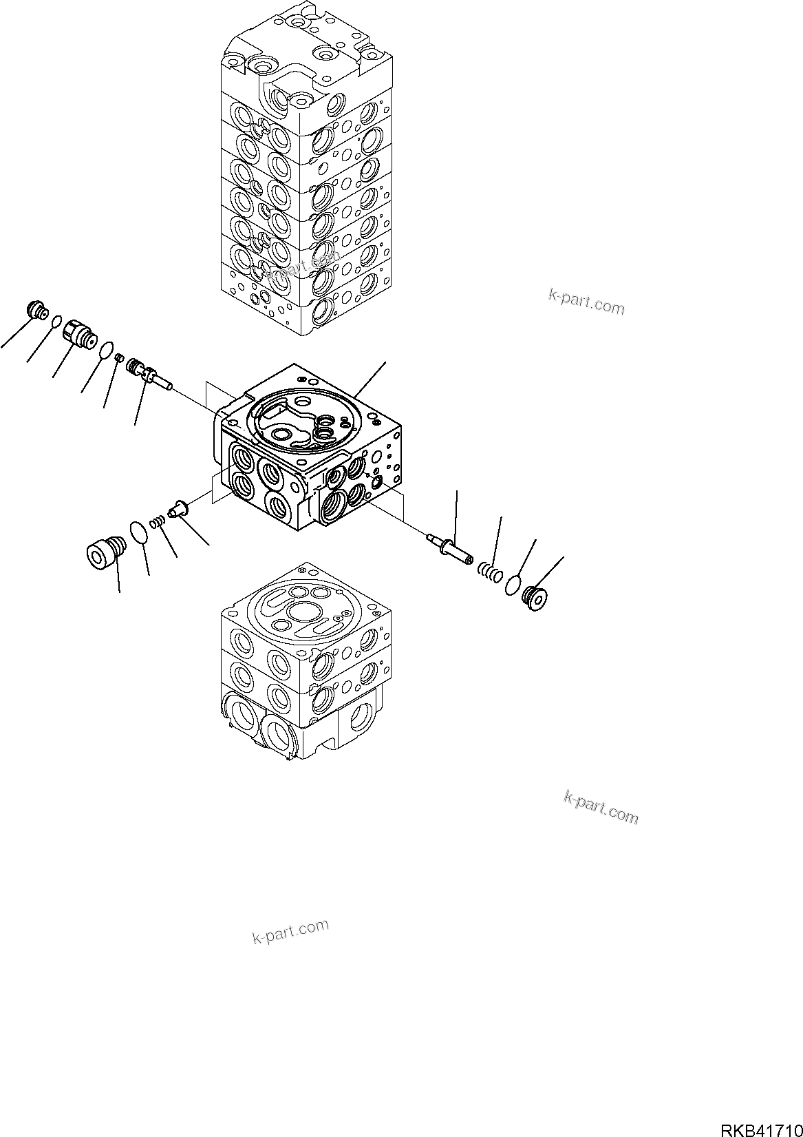 Komatsu parts book diagram for PC50MR-2 S/N F00103 AND UP: CONTROL VALVE (13/22)