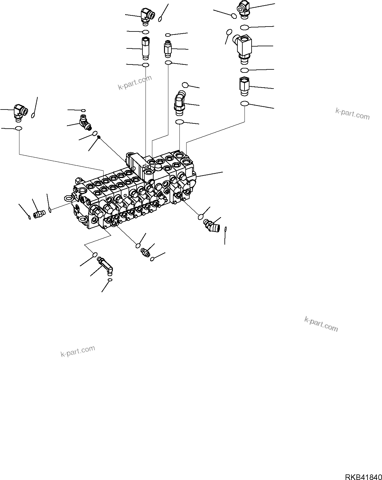 Komatsu parts book diagram for PC50MR-2 S/N F00103 AND UP: CONTROL VALVE (CONNECTING PARTS) (1/3)