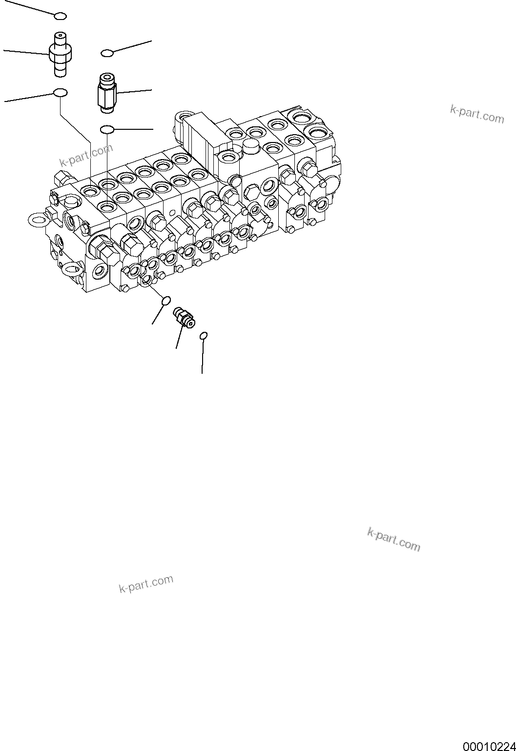 Komatsu parts book diagram for PC50MR-2 S/N F00103 AND UP: CONTROL VALVE (CONNECTING PARTS) (3/3)