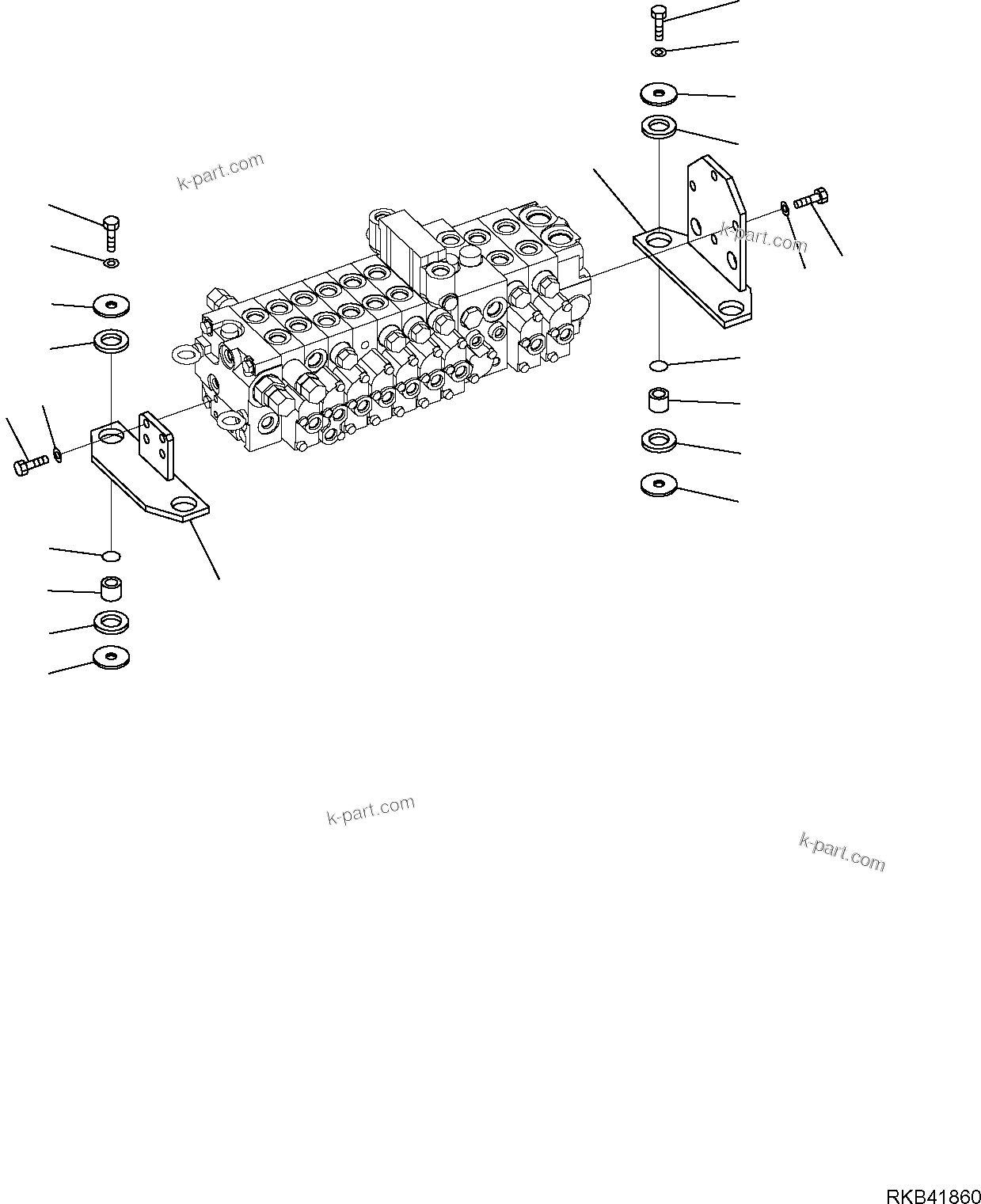 Komatsu parts book diagram for PC50MR-2 S/N F00103 AND UP: CONTROL VALVE (FIXING PARTS)