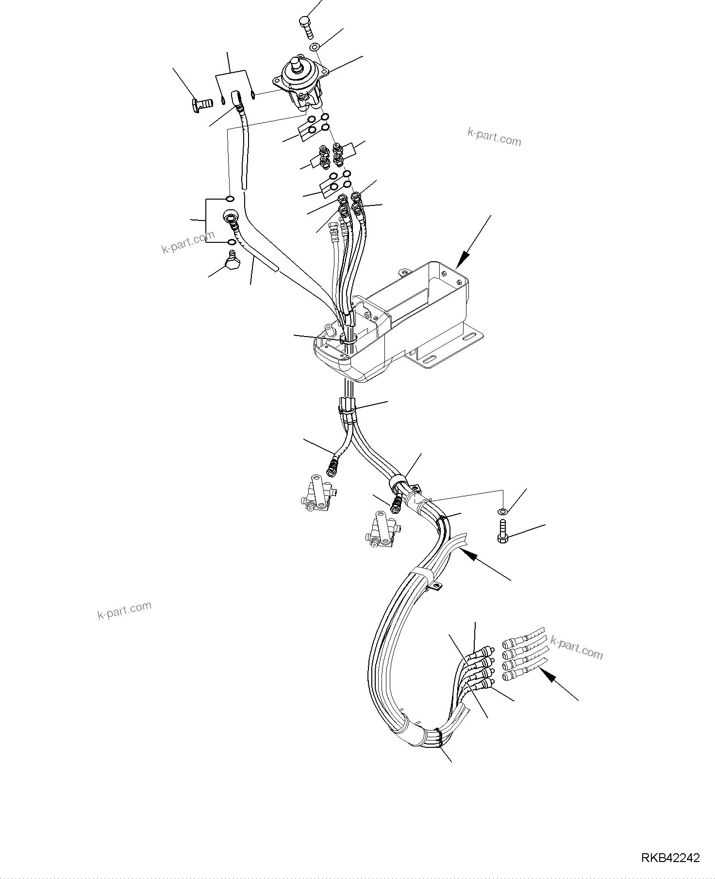 Komatsu parts book diagram for PC50MR-2 S/N F00103 AND UP: HYDRAULIC PIPING (R.H. SERVOCONTROL LINE) (CAB)