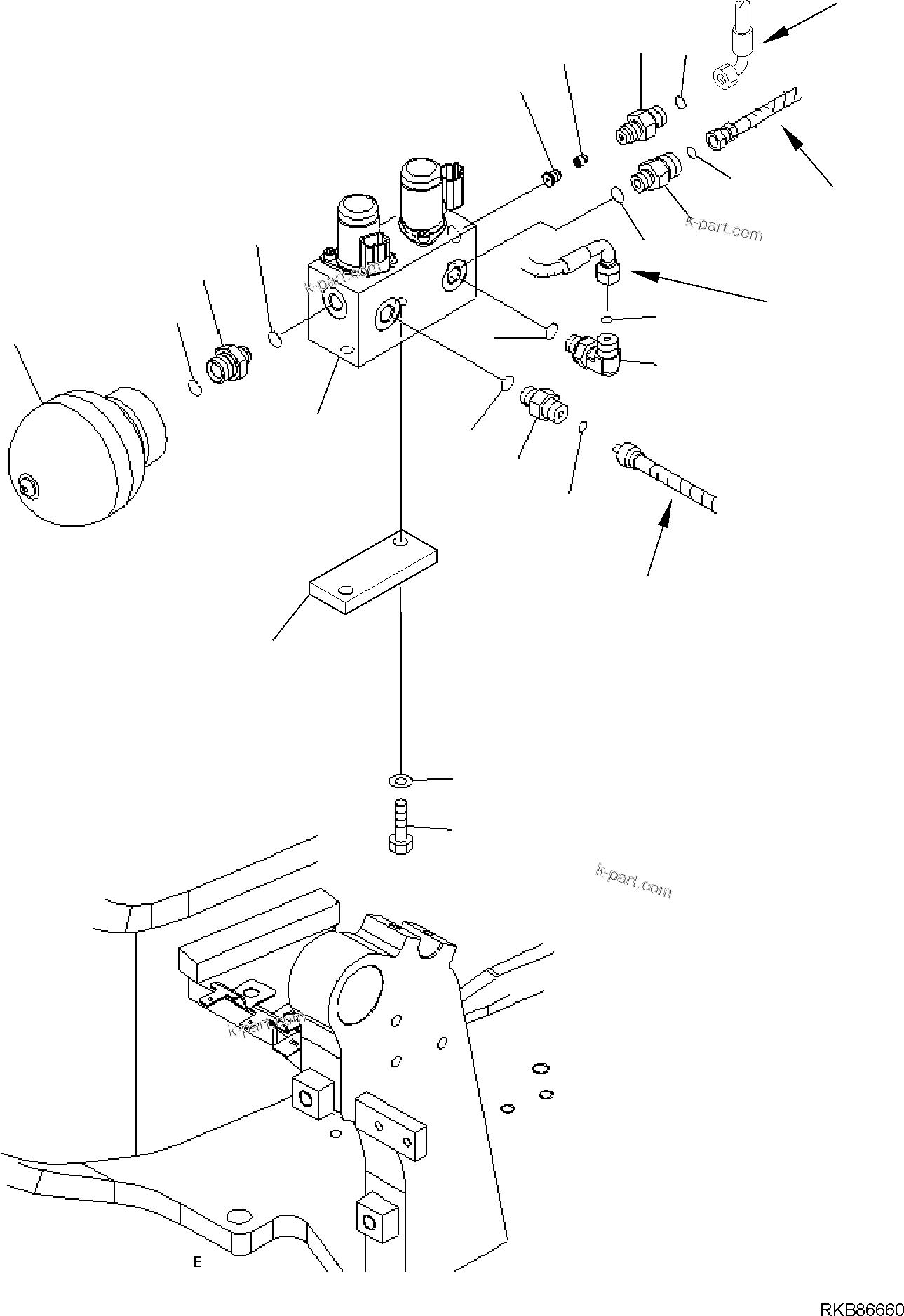 Komatsu parts book diagram for PC50MR-2 S/N F00103 AND UP: HYDRAULIC PIPING (SERVOCONTROL LINE) (2/5)