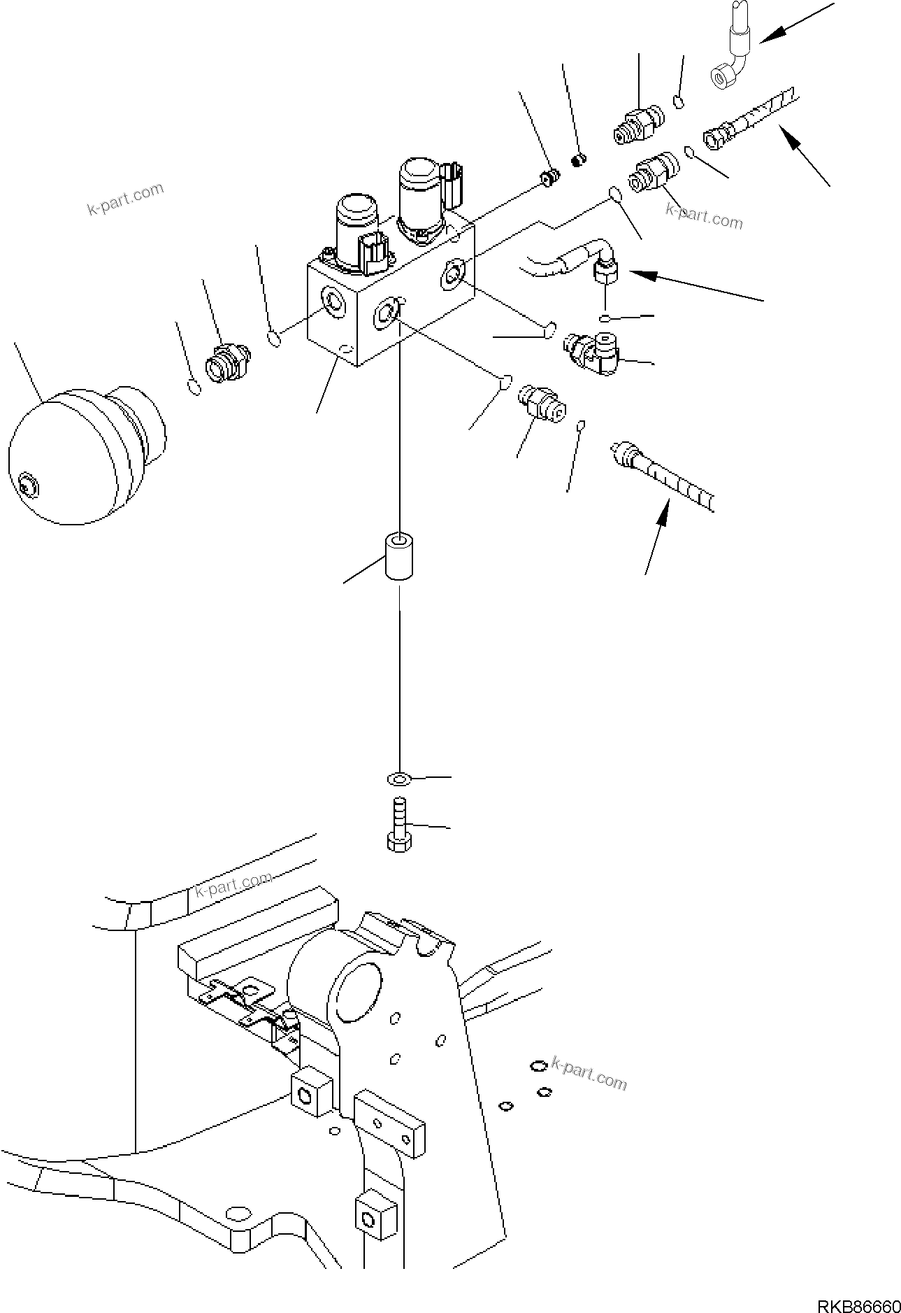 Komatsu parts book diagram for PC50MR-2 S/N F00103 AND UP: HYDRAULIC PIPING (SERVOCONTROL LINE) (2/5)