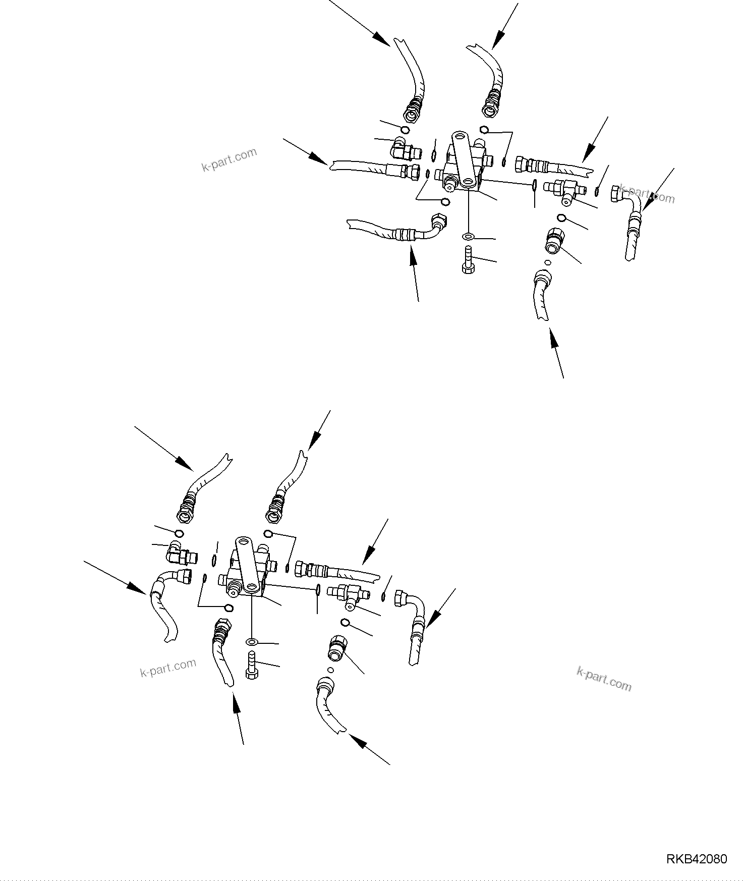 Komatsu parts book diagram for PC50MR-2 S/N F00103 AND UP: HYDRAULIC PIPING (SERVOCONTROL LINE) (3/5)