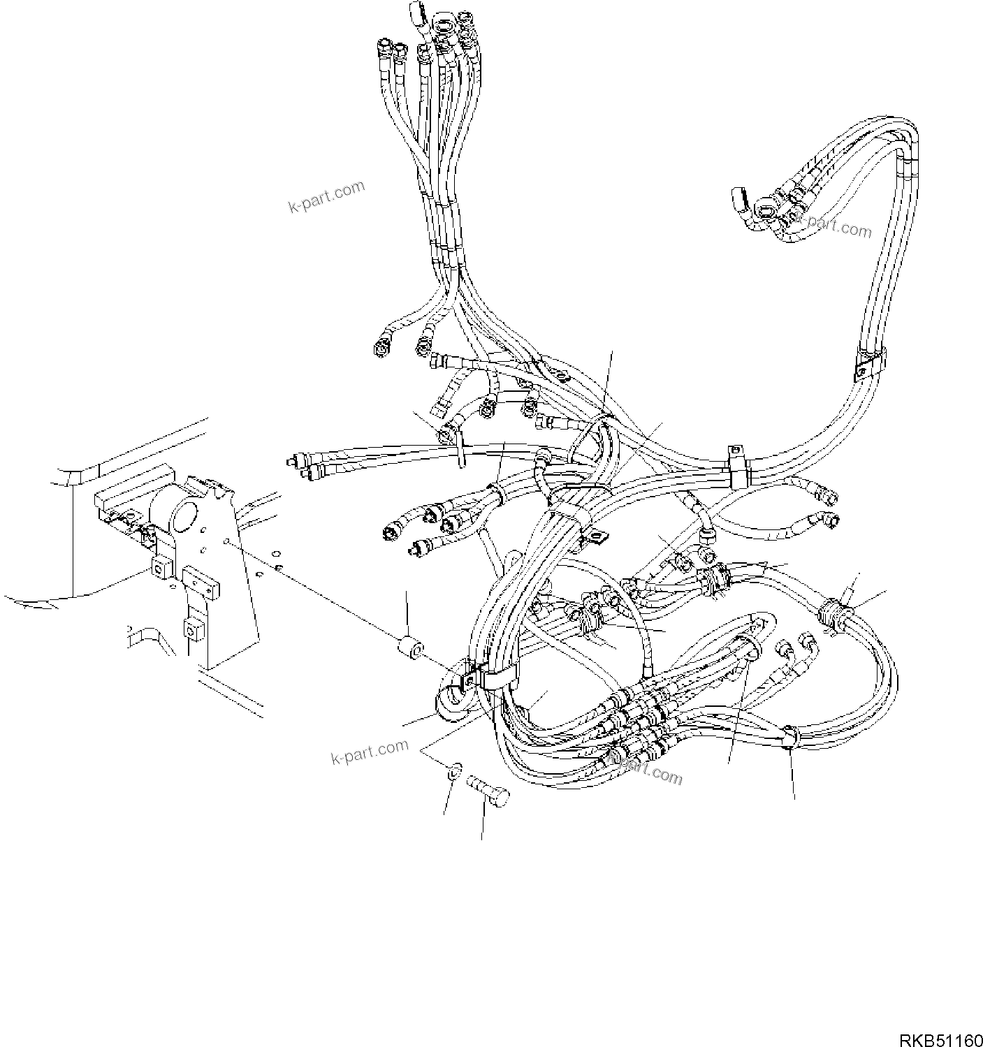 Komatsu parts book diagram for PC50MR-2 S/N F00103 AND UP: HYDRAULIC PIPING (SERVOCONTROL LINE) (5/5)