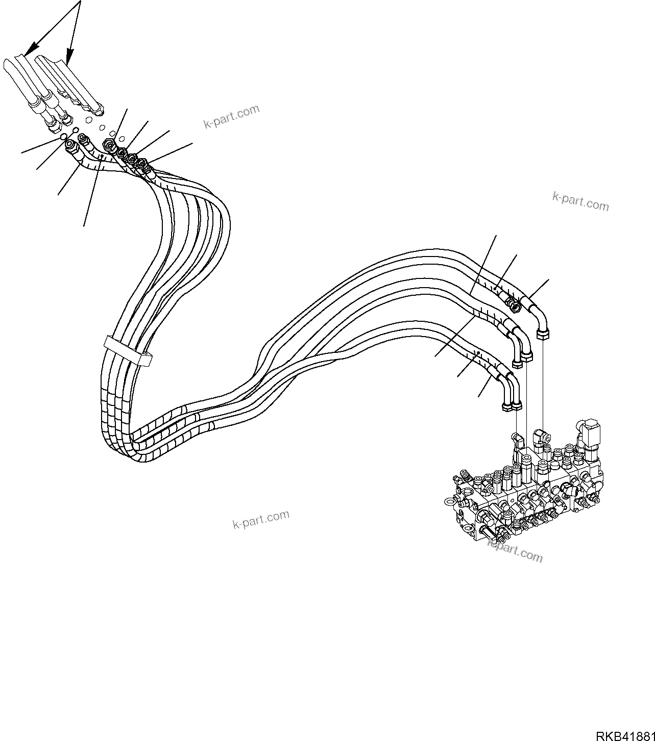 Komatsu parts book diagram for PC50MR-2 S/N F00103 AND UP: HYDRAULIC PIPING (ACTUATOR LINE) (2/3)