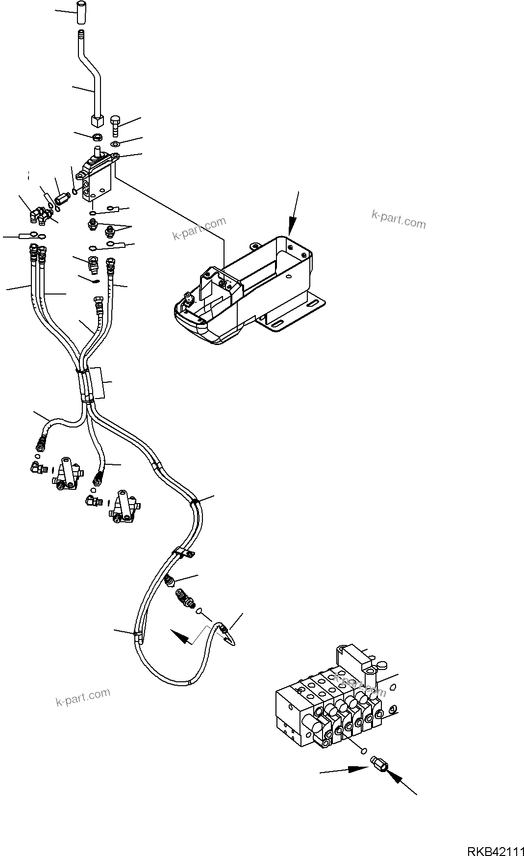 Komatsu parts book diagram for PC50MR-2 S/N F00103 AND UP: HYDRAULIC PIPING (BLADE LINE) (UPPER) (CAB)