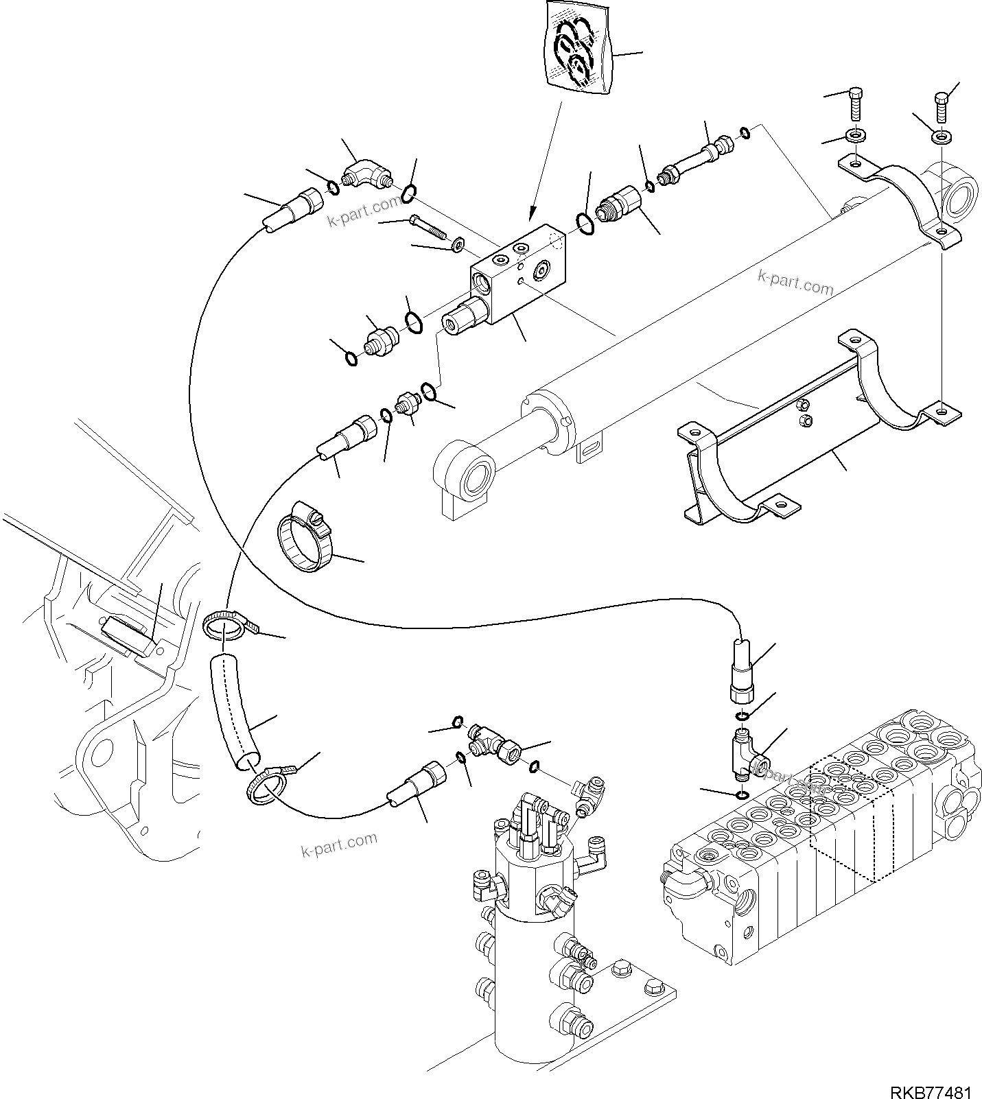 Komatsu parts book diagram for PC50MR-2 S/N F00103 AND UP: HYDRAULIC PIPING (BOOM LINE) (SAFETY VALVE)