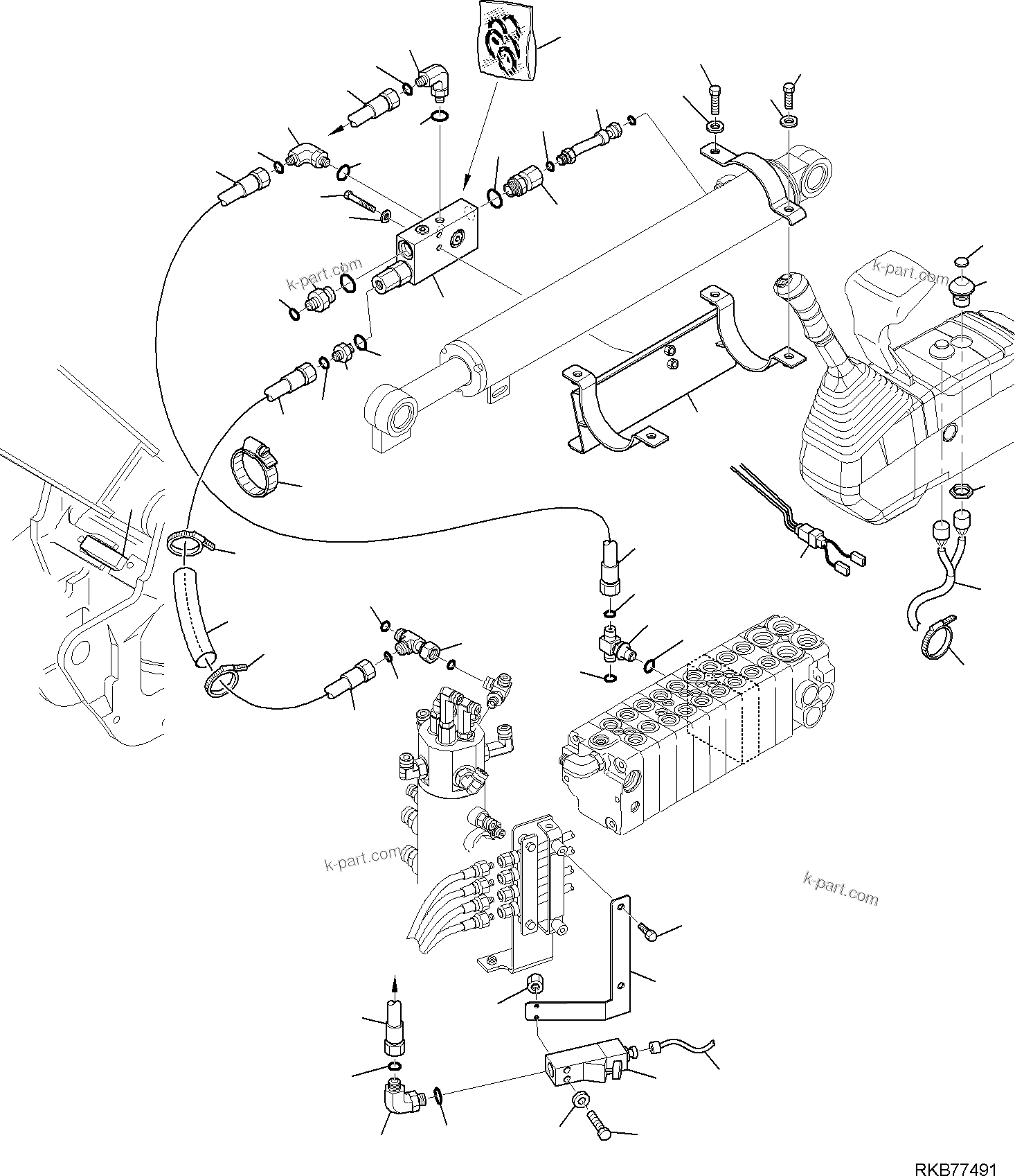 Komatsu parts book diagram for PC50MR-2 S/N F00103 AND UP: HYDRAULIC PIPING (BOOM LINE) (SAFETY VALVE)(WITH SENSORS)