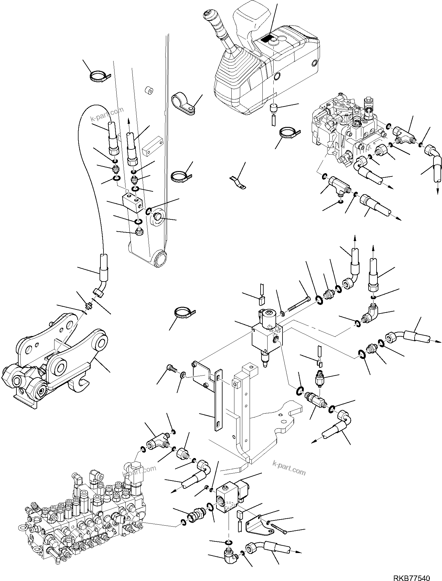 Komatsu parts book diagram for PC50MR-2 S/N F00103 AND UP: HYDRAULIC PIPING (FAST COUPLING LINE)