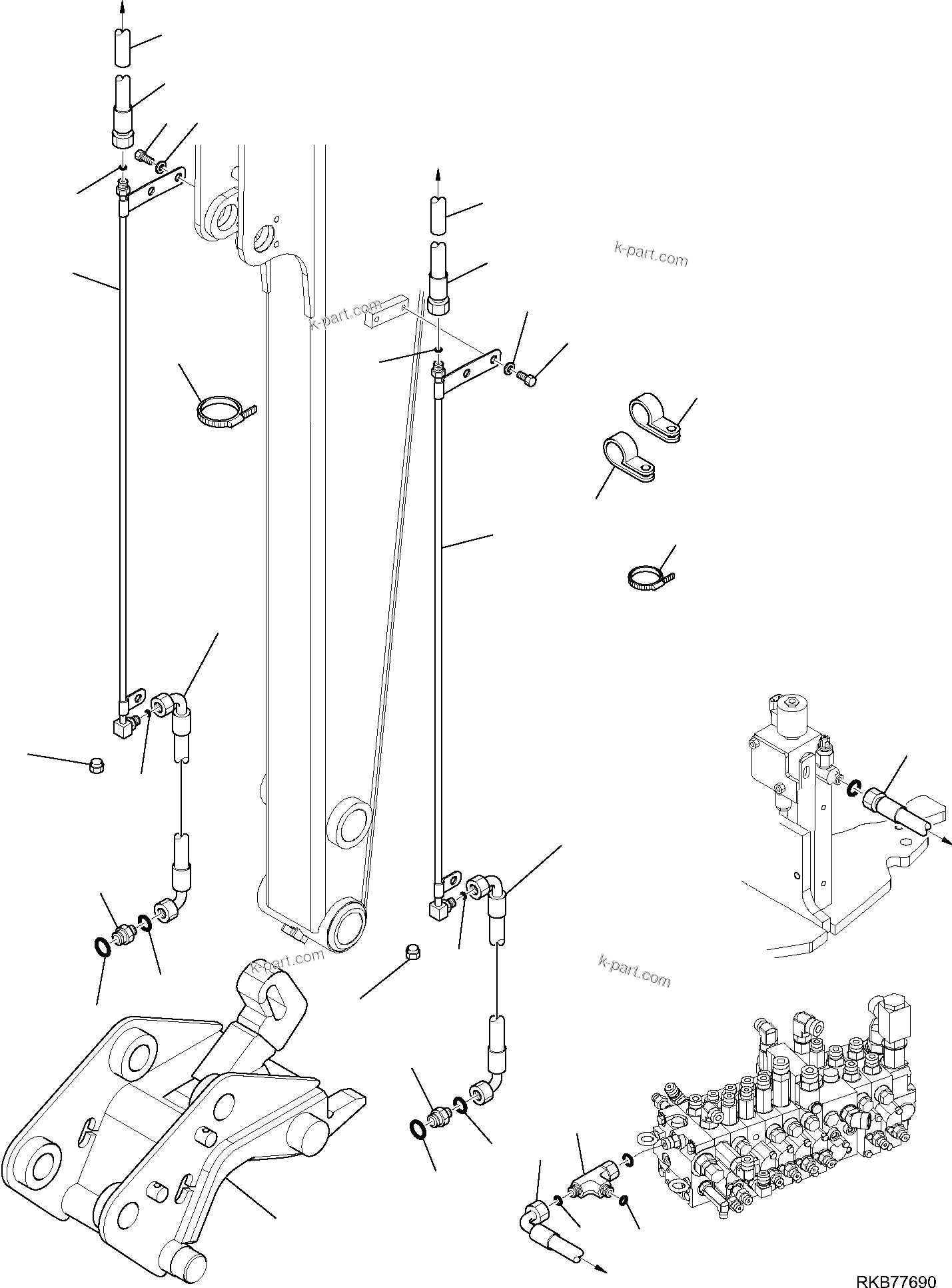 Komatsu parts book diagram for PC50MR-2 S/N F00103 AND UP: HYDRAULIC PIPING (FAST COUPLING LINE) (BOELS SPEC.) (1/2)