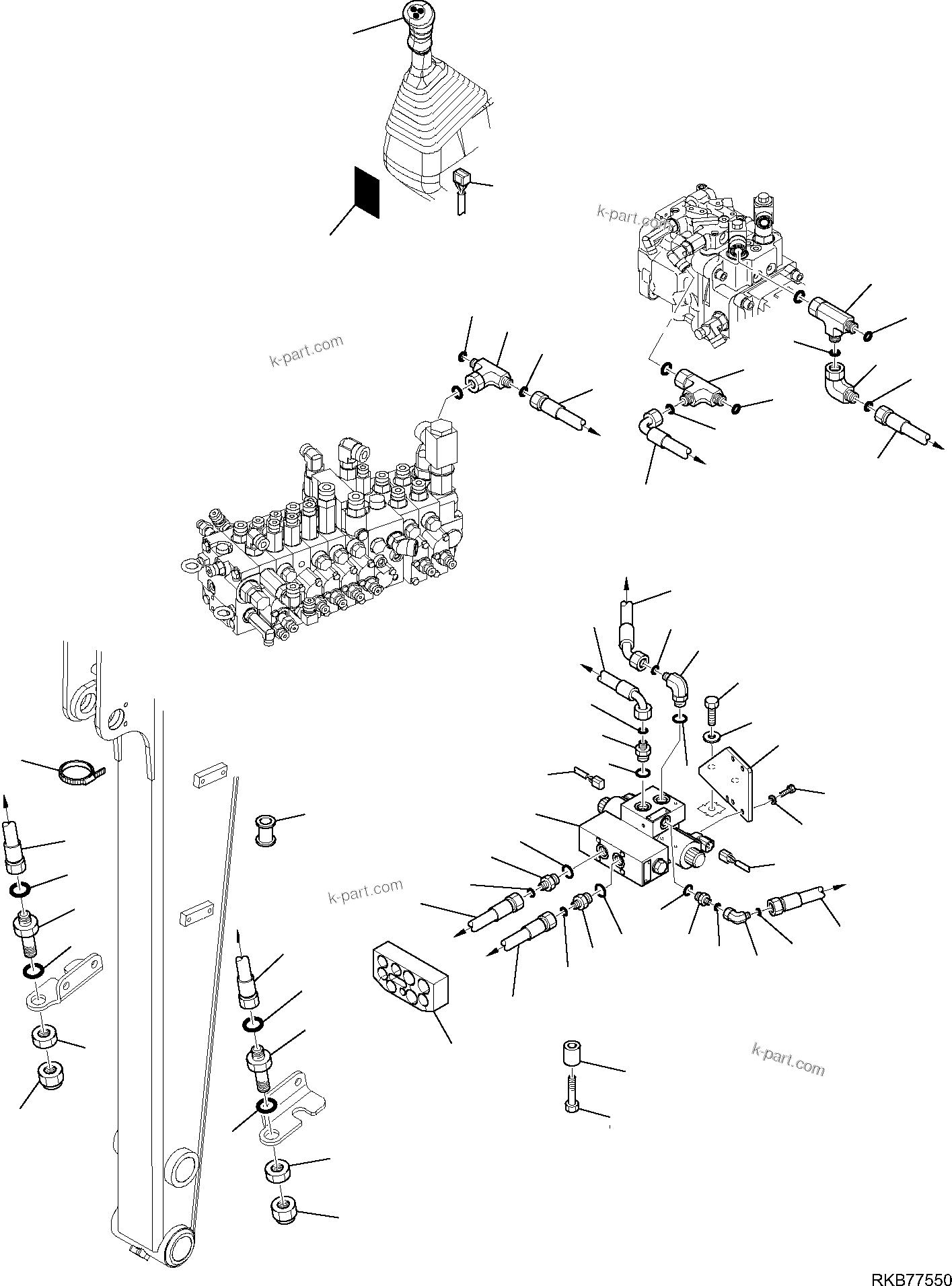 Komatsu parts book diagram for PC50MR-2 S/N F00103 AND UP: HYDRAULIC PIPING (2ND AUXILIARY LINE) (LONG ARM) (COUPLING NEAR BUCKET PIN)