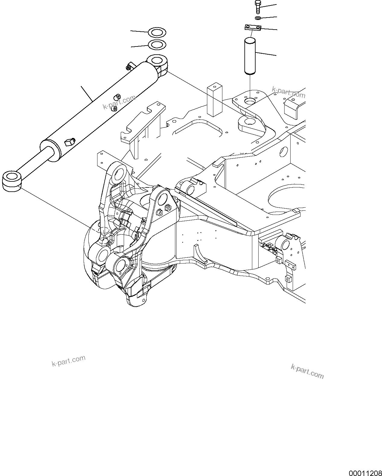 Komatsu parts book diagram for PC50MR-2 S/N F00103 AND UP: BOOM SWING CYLINDER (MOUNTING PARTS)