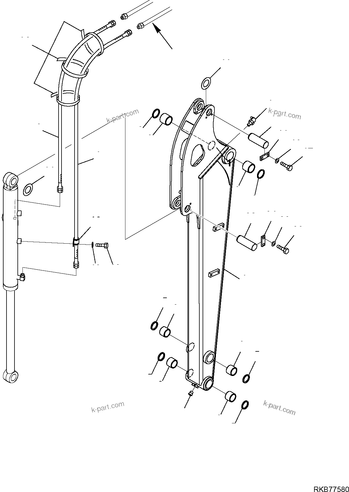 Komatsu parts book diagram for PC50MR-2 S/N F00103 AND UP: ARM (1/2) (COUPLING NEAR BUCKET PIN)