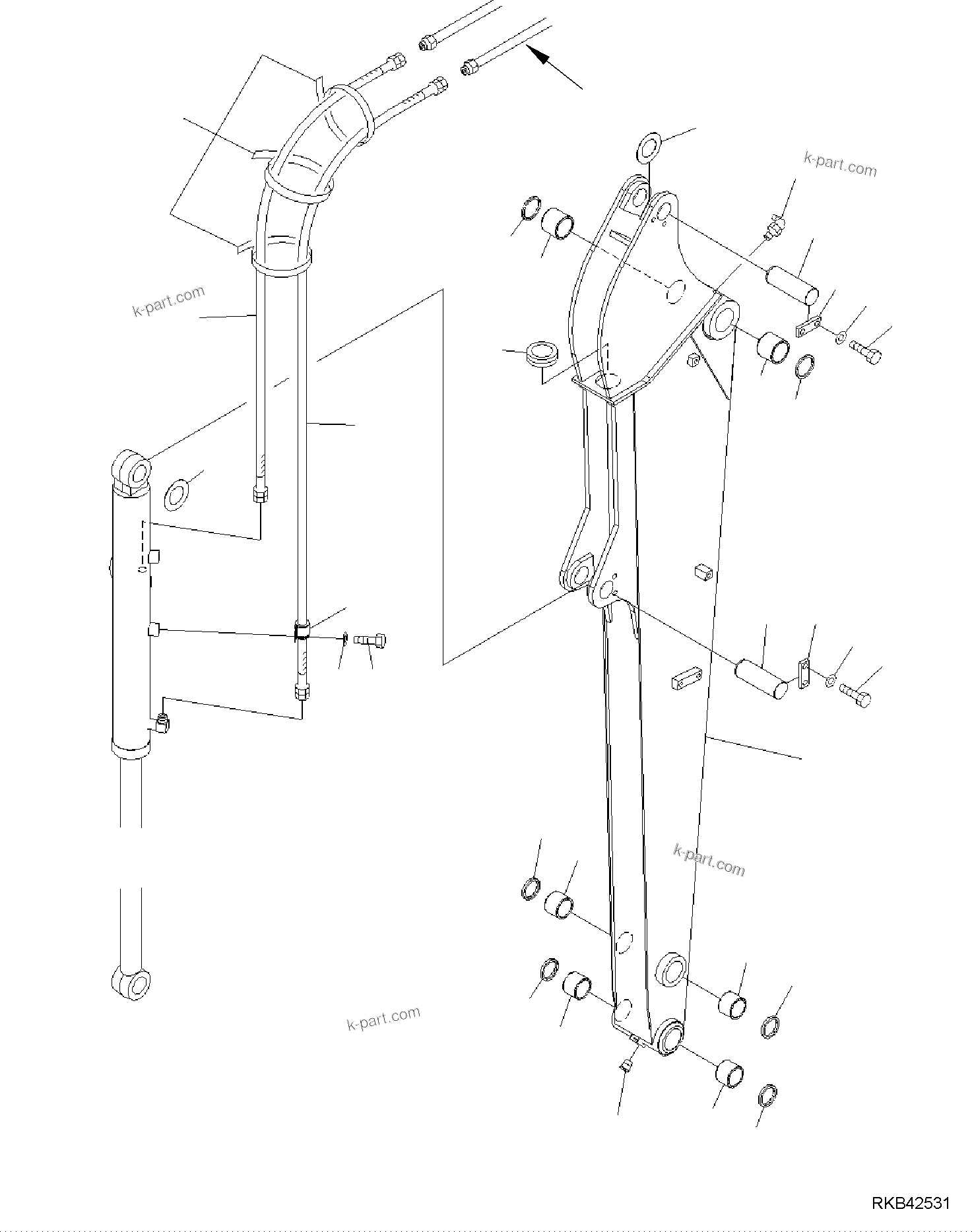 Komatsu parts book diagram for PC50MR-2 S/N F00103 AND UP: LONG ARM (1/2)
