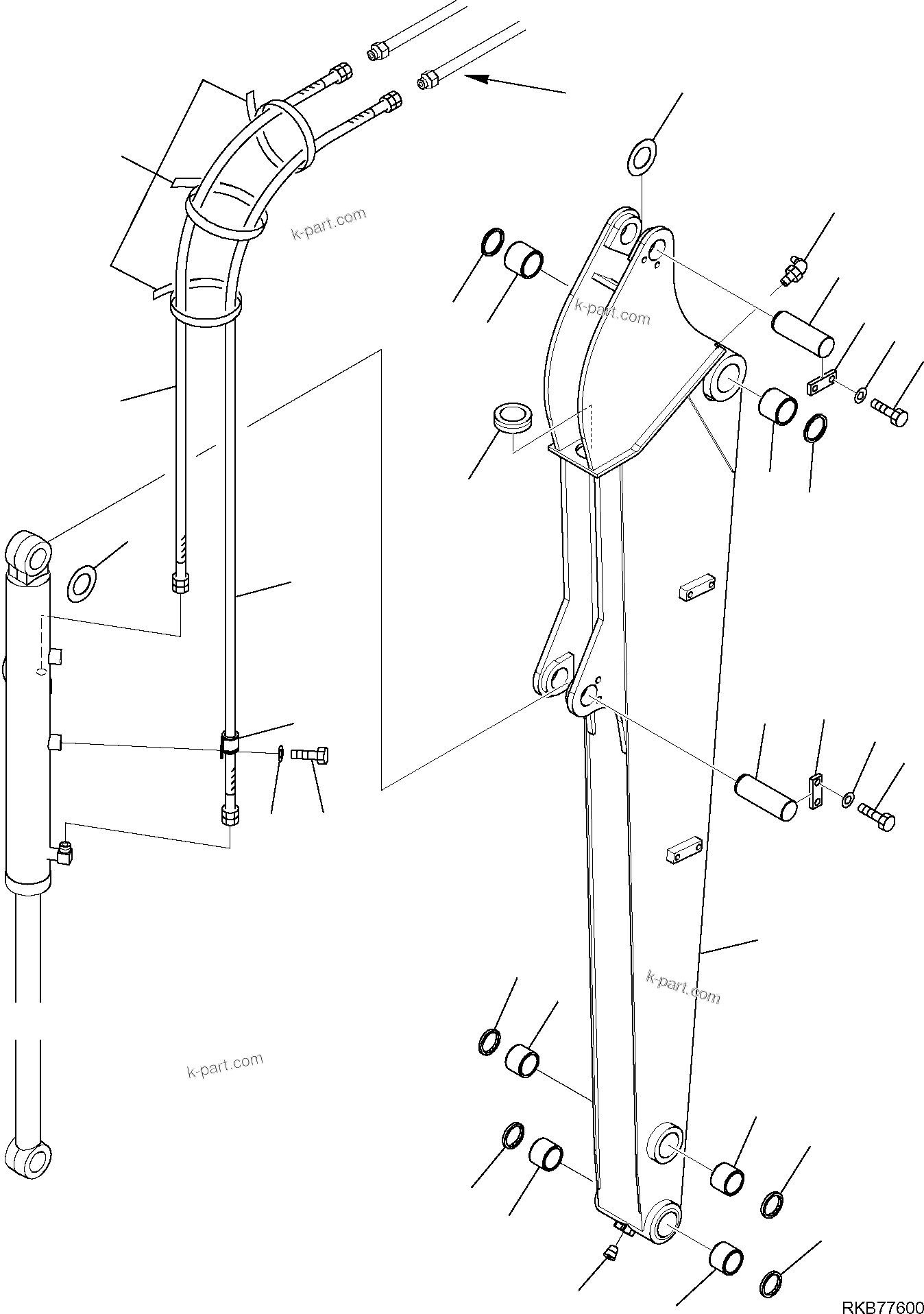 Komatsu parts book diagram for PC50MR-2 S/N F00103 AND UP: LONG ARM (1/2) (COUPLING NEAR BUCKET PIN)