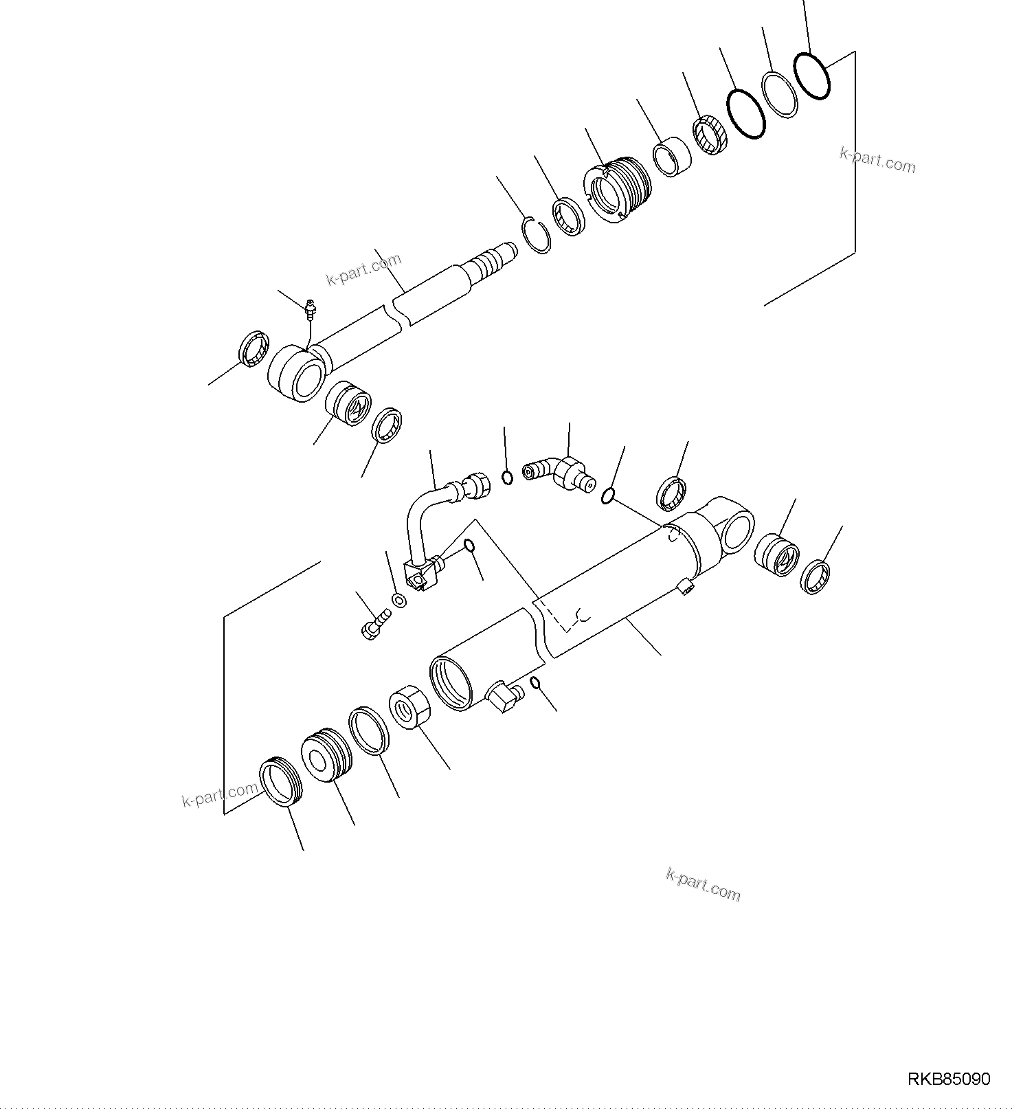 Komatsu parts book diagram for PC50MR-2 S/N F00103 AND UP: ARM CYLINDER