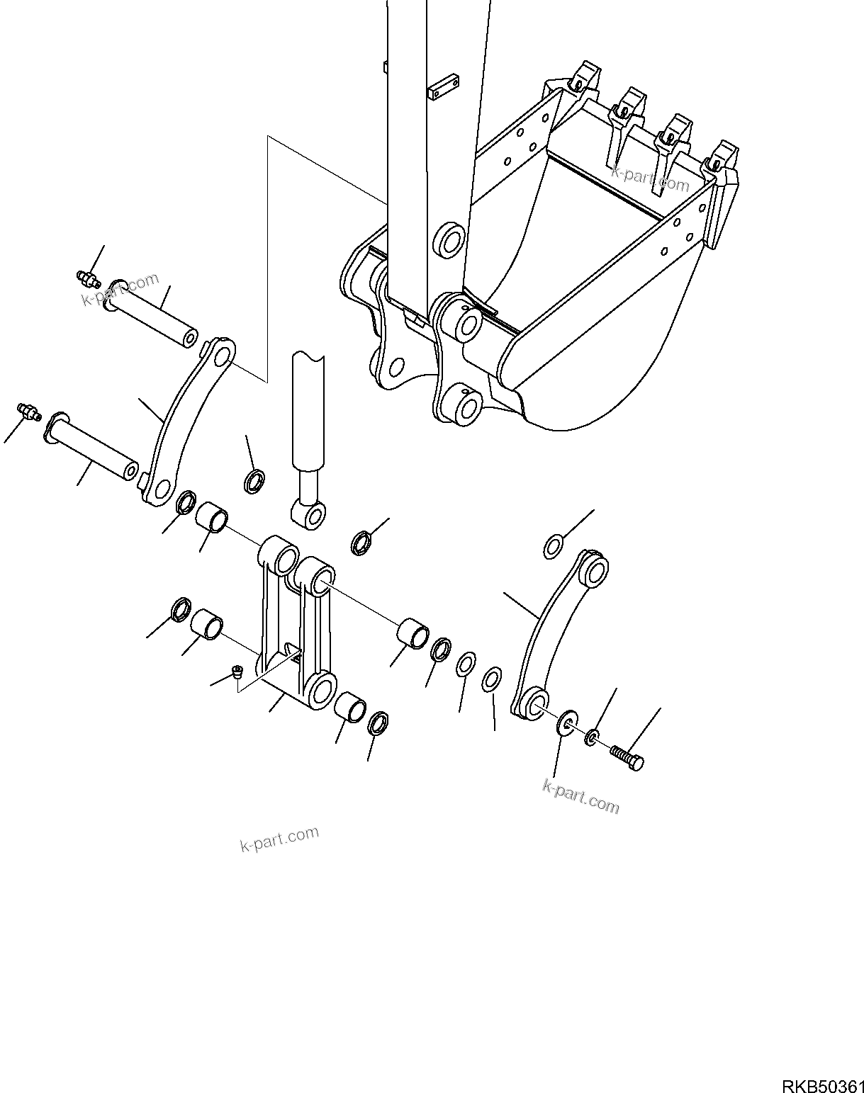 Komatsu parts book diagram for PC50MR-2 S/N F00103 AND UP: BUCKET LINK