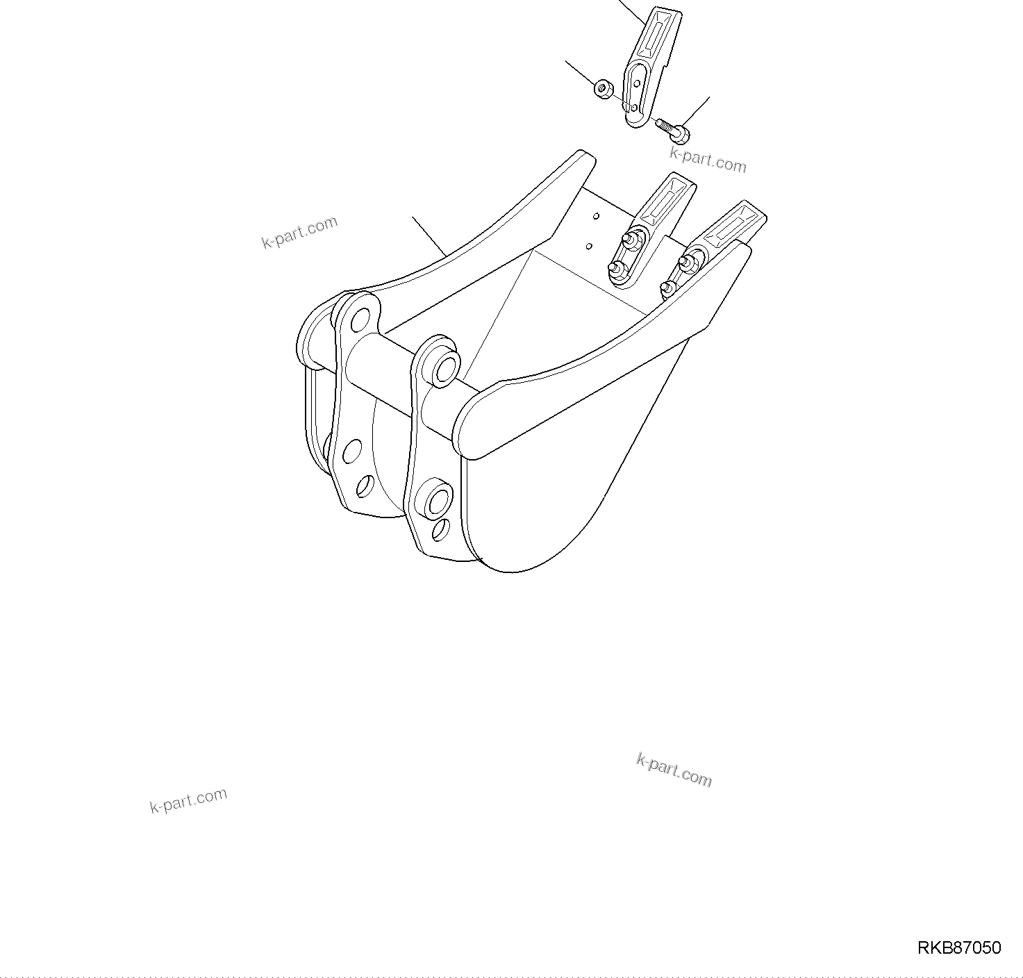 Komatsu parts book diagram for PC50MR-2 S/N F00103 AND UP: BUCKET (L=400 MM)