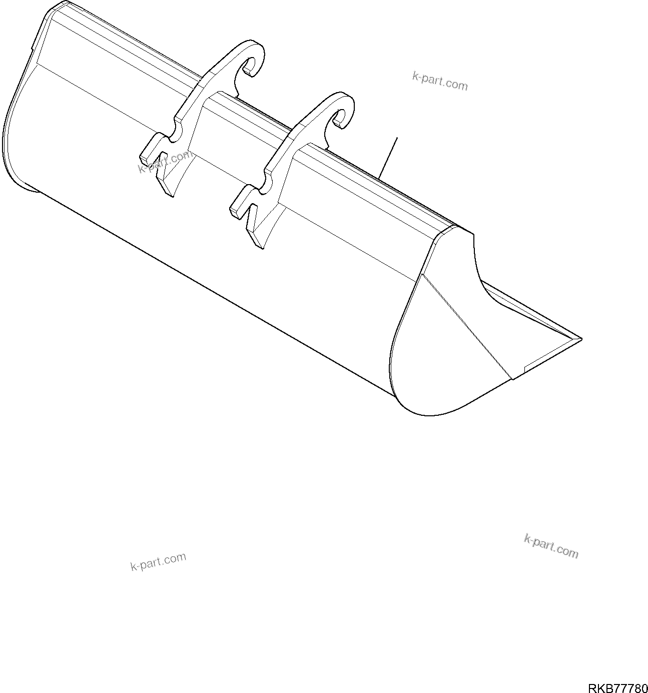 Komatsu parts book diagram for PC50MR-2 S/N F00103 AND UP: BUCKET (L=1400 MM)