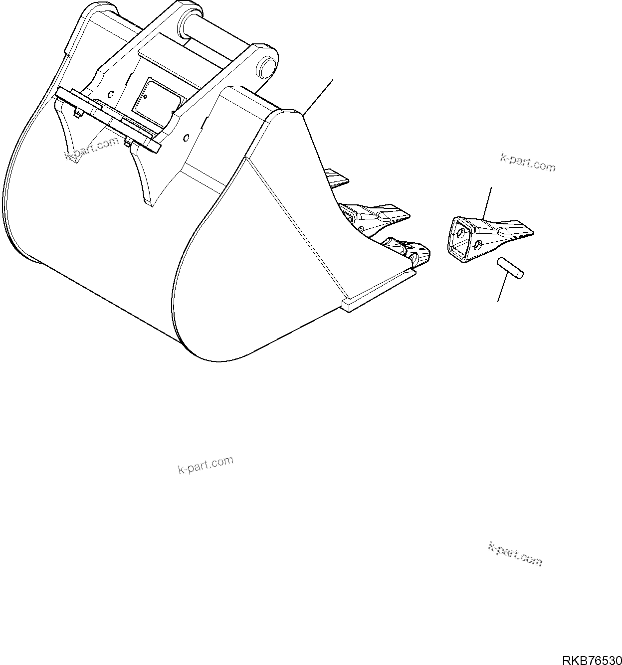 Komatsu parts book diagram for PC50MR-2 S/N F00103 AND UP: BUCKET (FOR QUICK COUPLING) (L=600 MM)