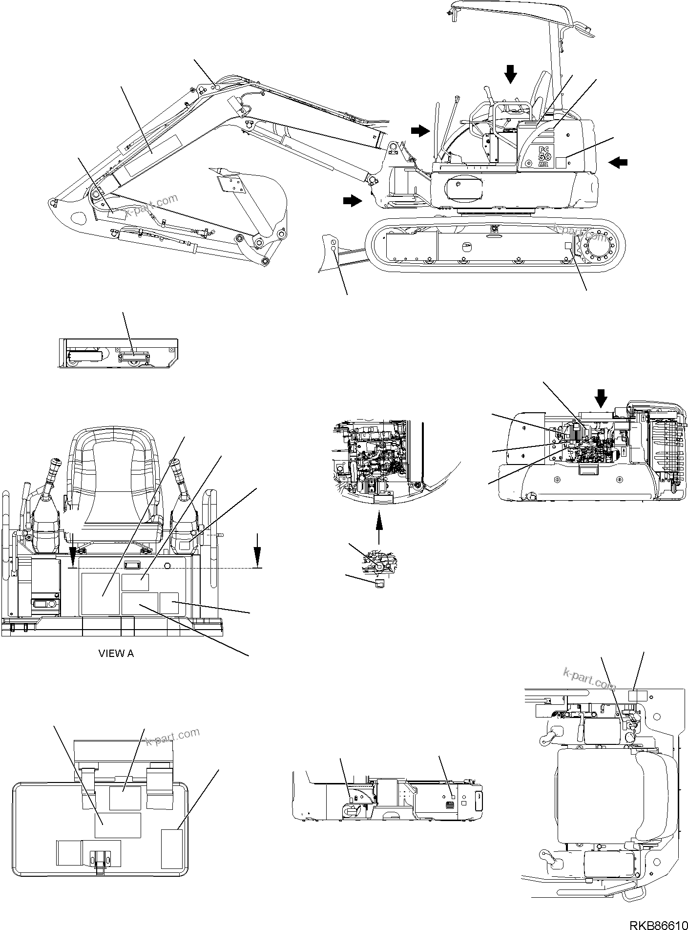 Komatsu parts book diagram for PC50MR-2 S/N F00103 AND UP: MARK PLATE (CANOPY) (2/2)
