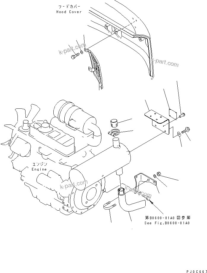 Komatsu parts book diagram for PC58UU-3 S/N 20001-UP: ENGINE RELATED PARTS