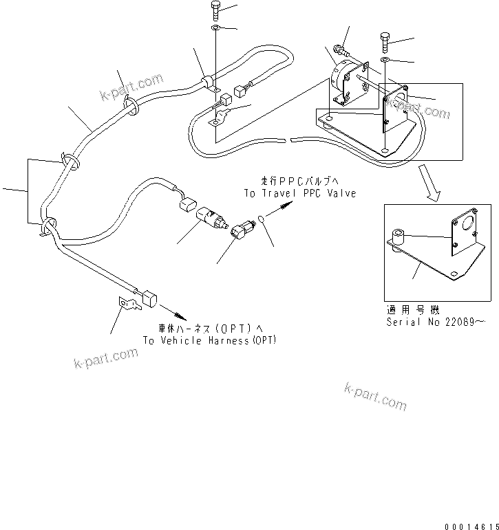 Komatsu parts book diagram for PC58UU-3 S/N 20001-UP: TRAVEL ALARM