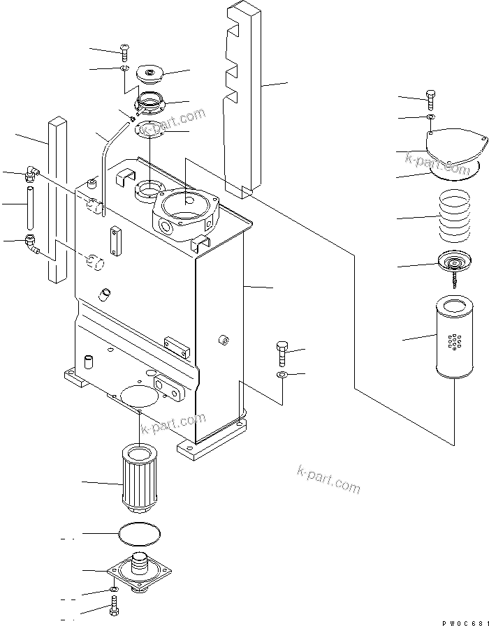 Komatsu parts book diagram for PC58UU-3 S/N 20001-UP: HYDRAULIC TANK (TANK)