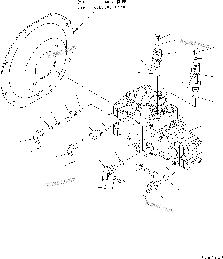 Komatsu parts book diagram for PC58UU-3 S/N 20001-UP: MAIN PUMP (MOUNT AND ELBOW)
