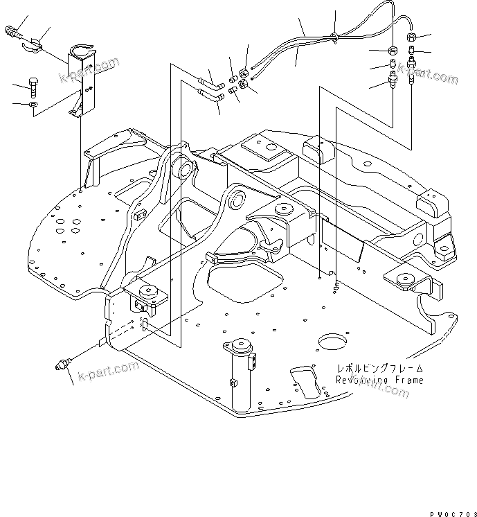 Komatsu parts book diagram for PC58UU-3 S/N 20001-UP: LUBRICATING LINE