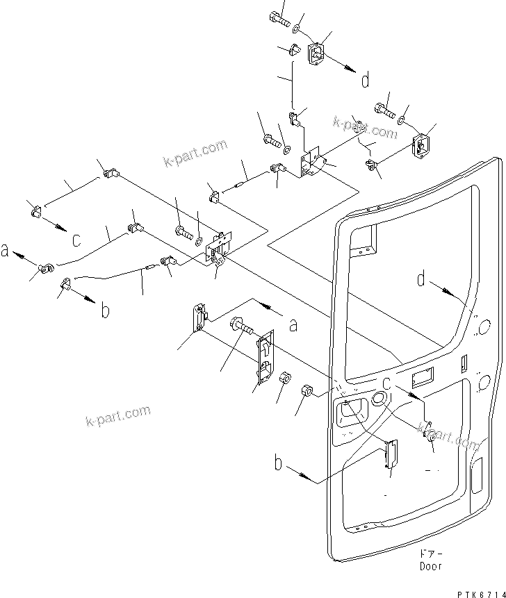 Komatsu parts book diagram for PC58UU-3 S/N 20001-UP: OPERATOR'S CAB (DOOR 2/2) (KOMTRAX)(#20424-)