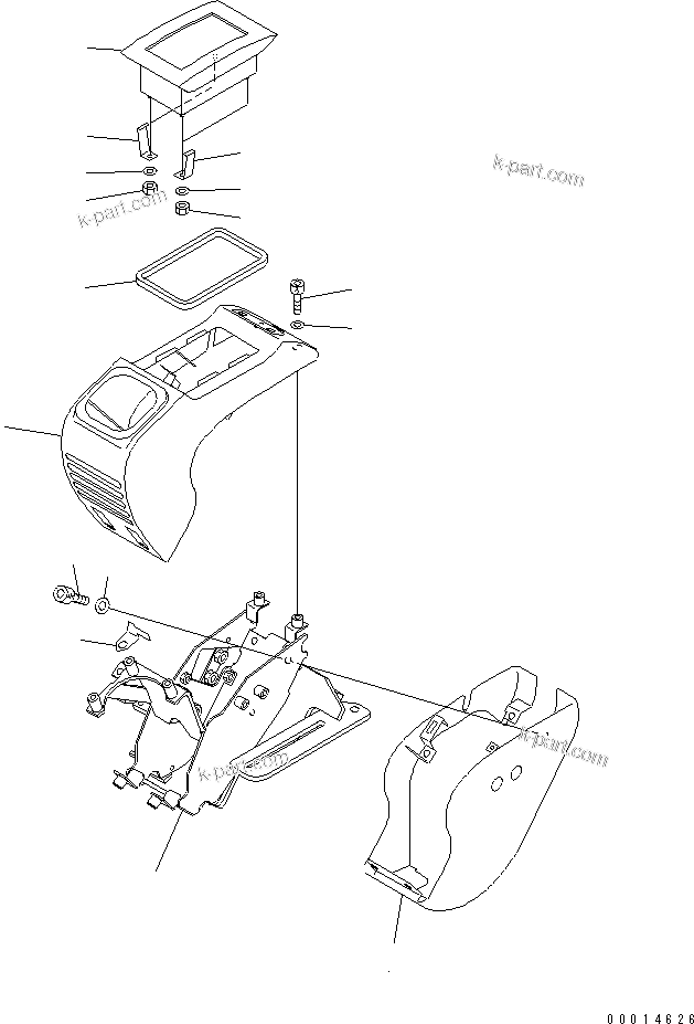 Komatsu parts book diagram for PC58UU-3 S/N 20001-UP: FLOOR FRAME (CONSOLE BOX AND LEVER ? R.H. 1/2) (FOR POWER TILT MECHA ANGLE BLADE)(#20848-)