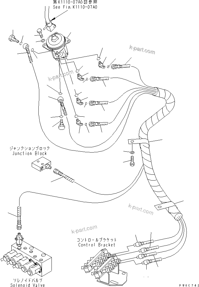 Komatsu parts book diagram for PC58UU-3 S/N 20001-UP: FLOOR FRAME (PIPING ? R.H.)